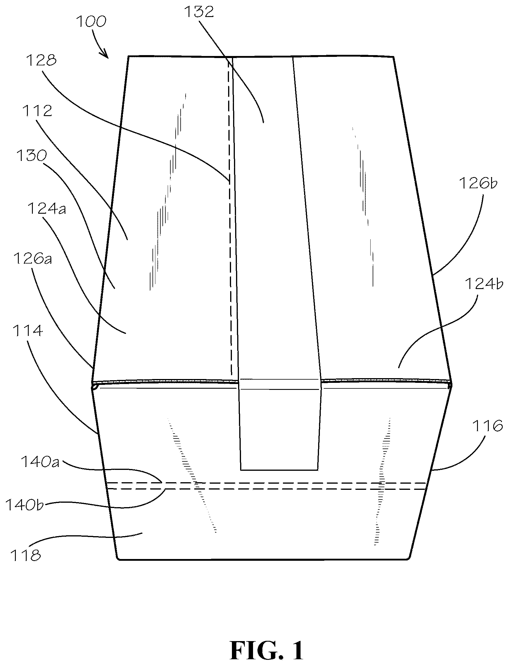 Patent US11780635 — Perforated collapsible box — Figure 1