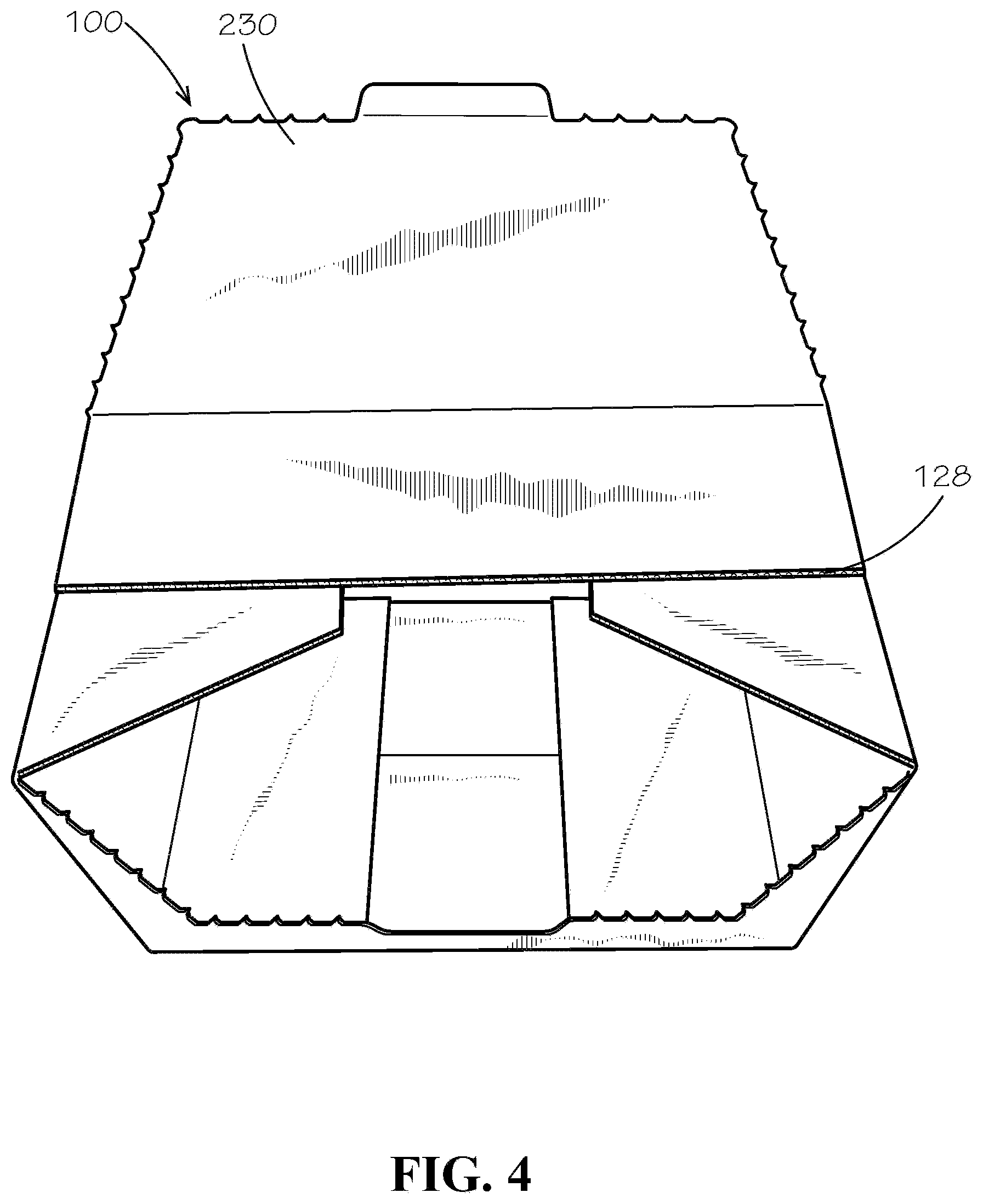 Patent US11780635 Figure 4 – Perforated collapsible box
