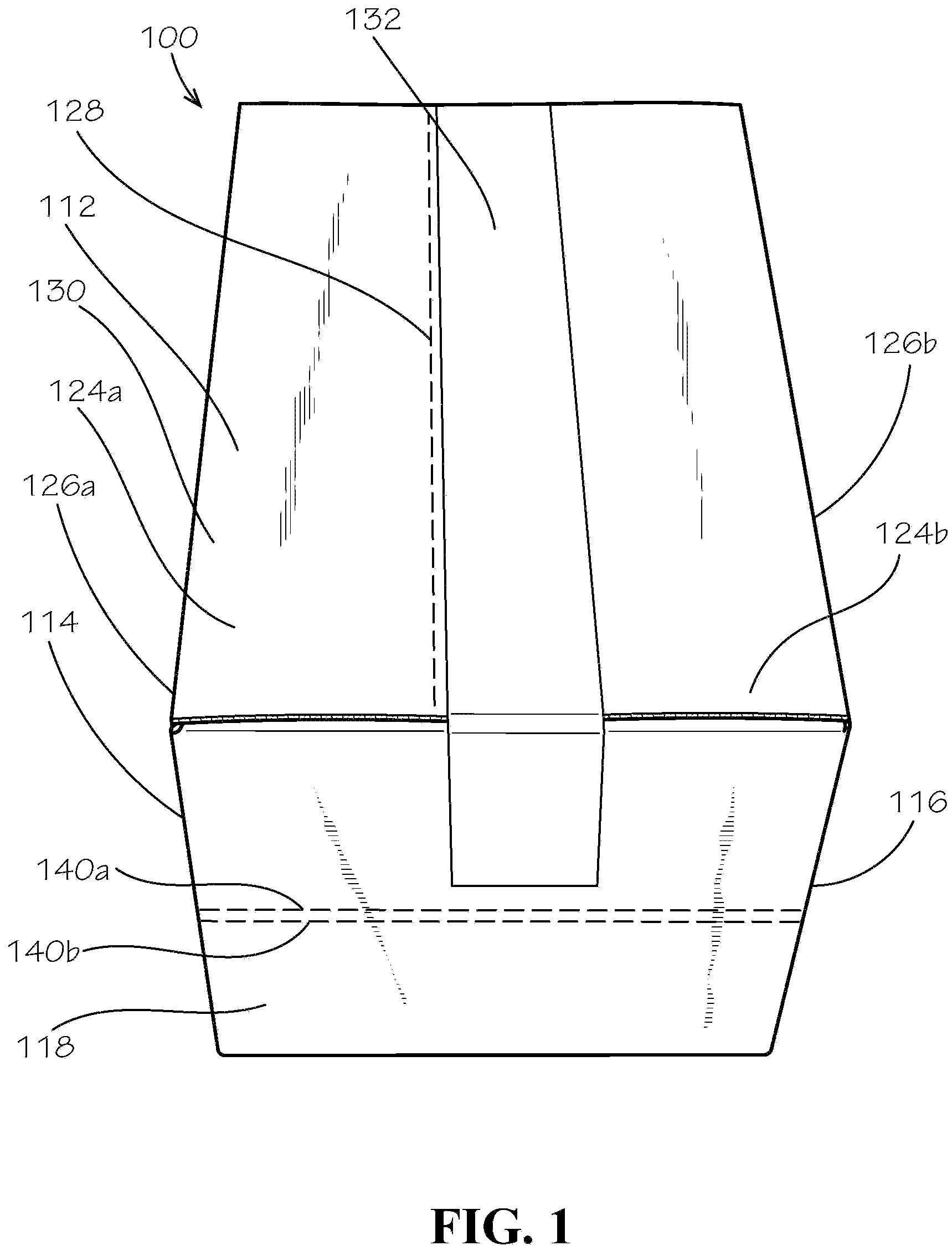 Patent US11780636 — Perforated collapsible box — Figure 1
