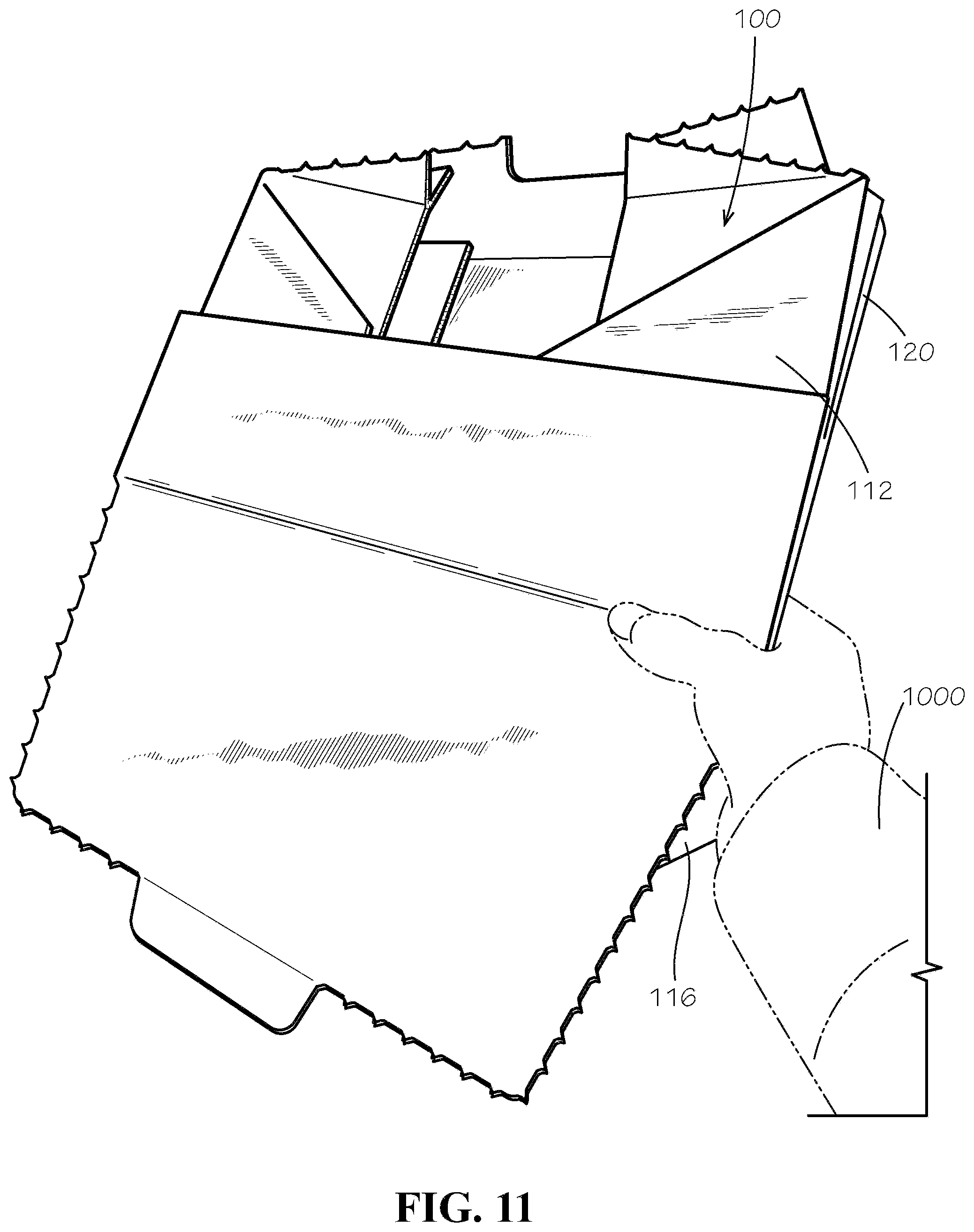 Patent US11780636 Figure 11 – Perforated collapsible box