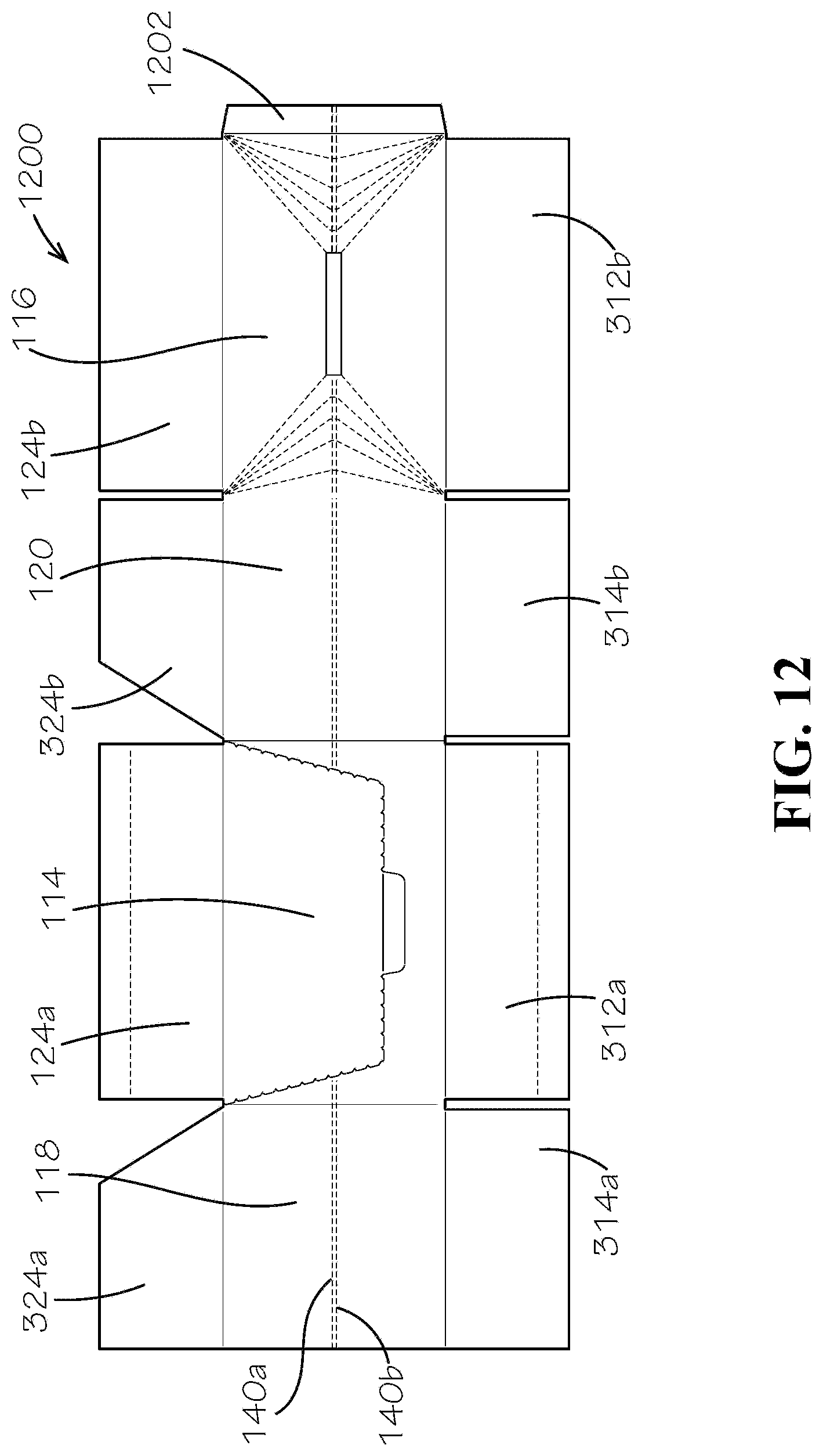 Patent US11780636 Figure 12 – Perforated collapsible box