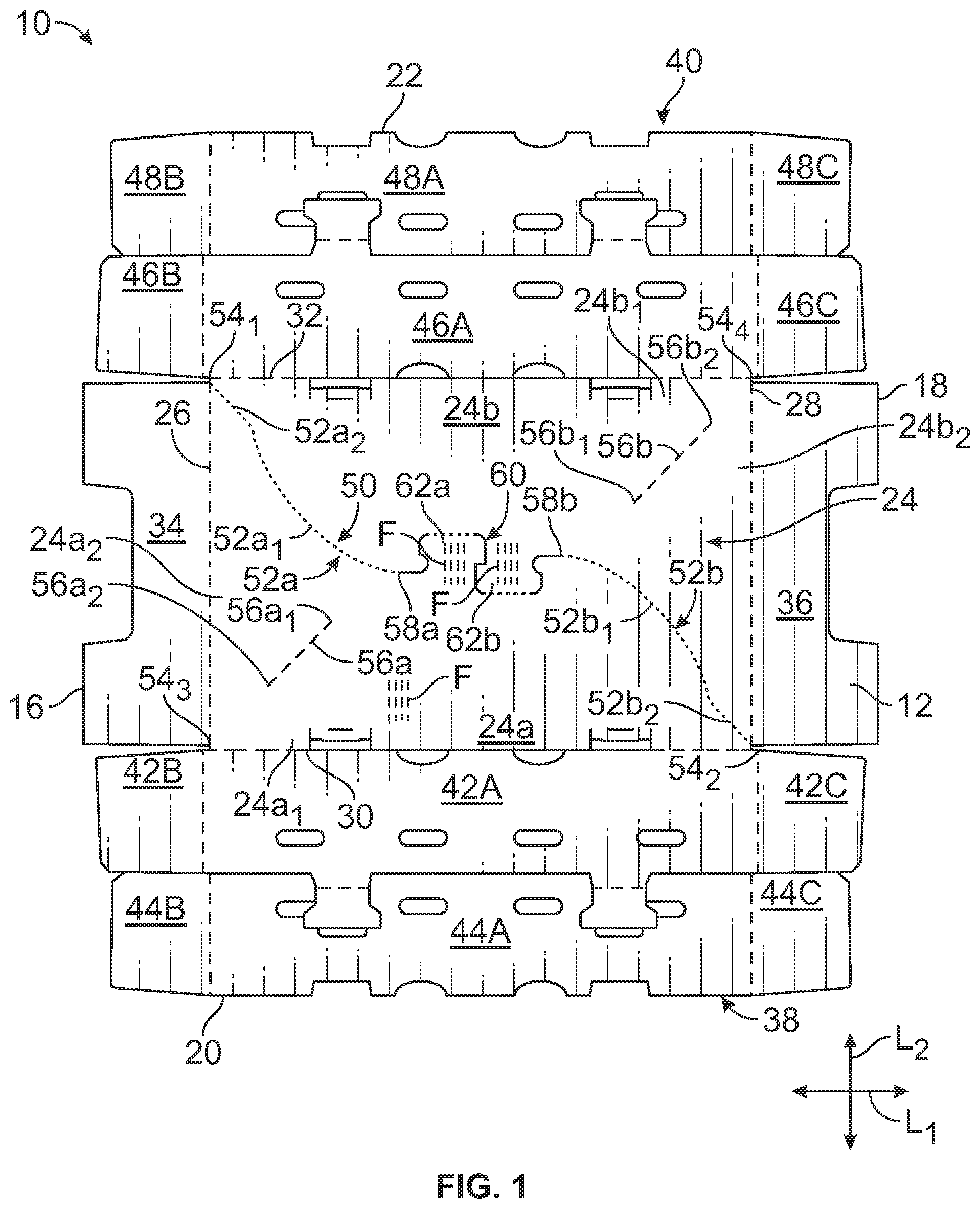 Patent US11780637 — Container with improved breakdown features — Figure 1