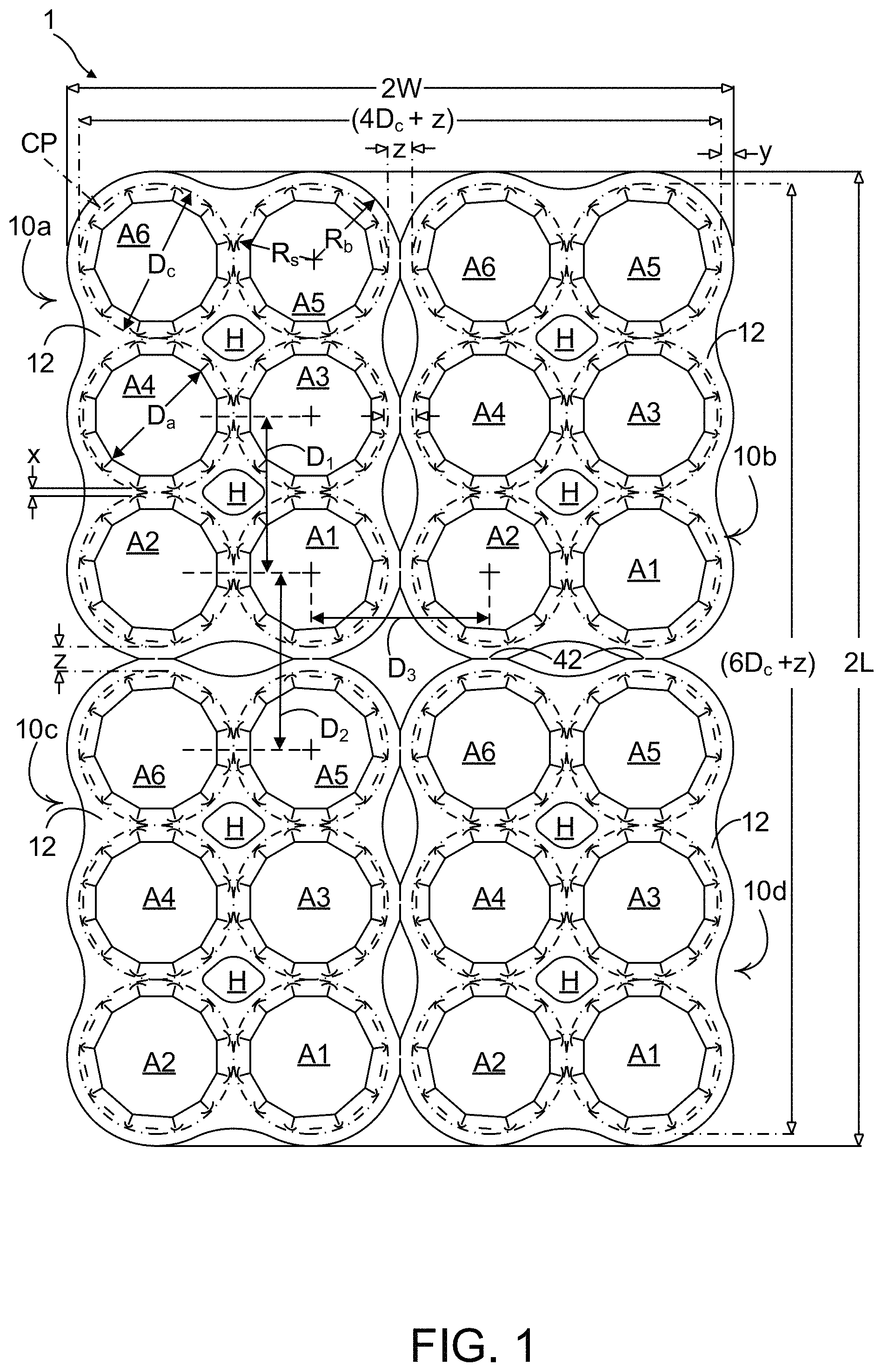 Patent US11780661 Figure 1 – Carton and blank therefor