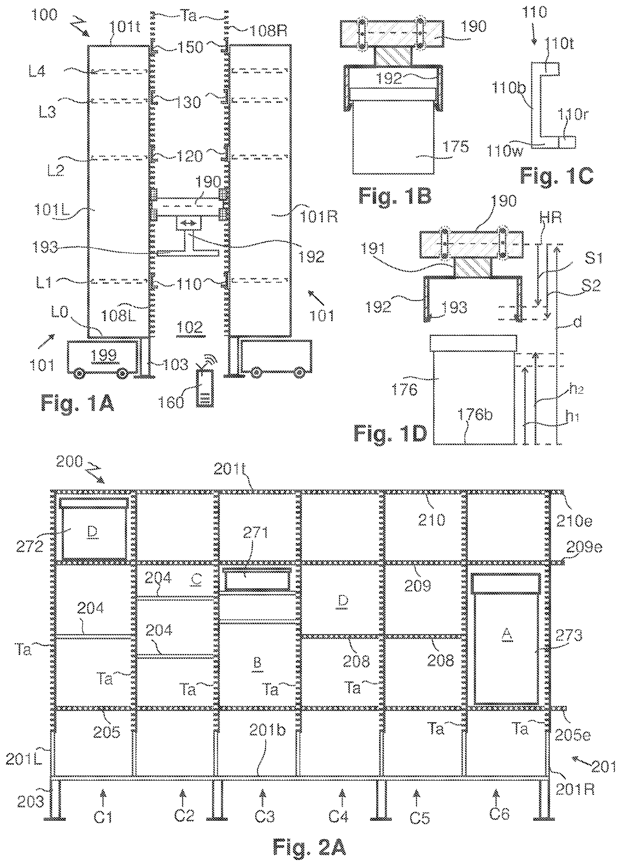 Patent US11780672 — Robotic-based storage using versatile shelving array — Figure 1