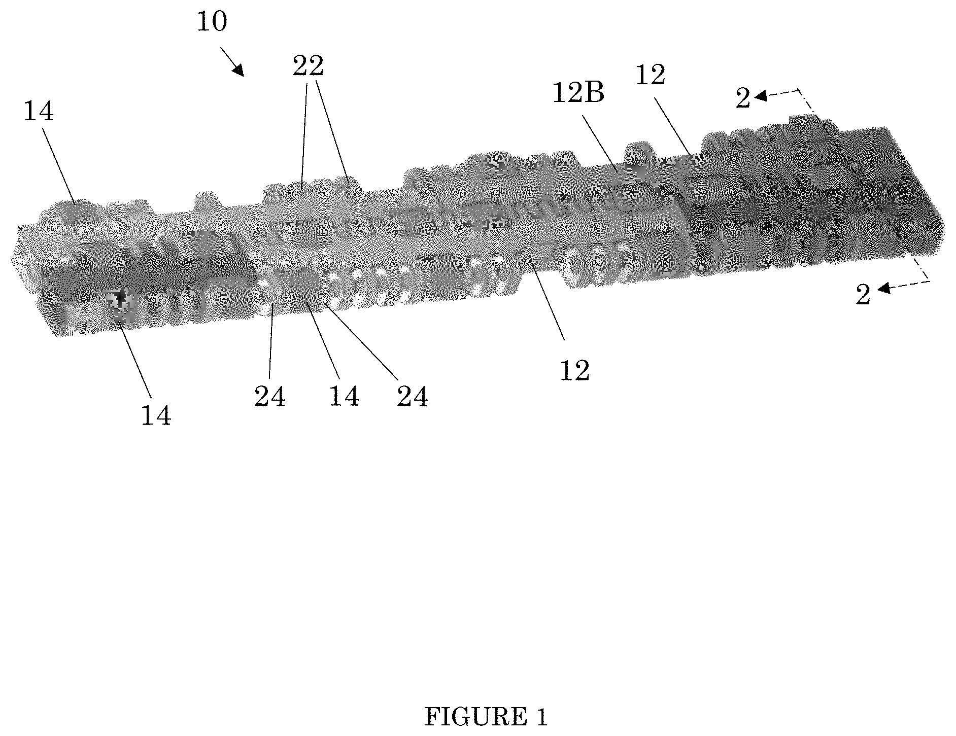 Patent US11780678 — Modular conveyor belt with retained rollers — Figure 1
