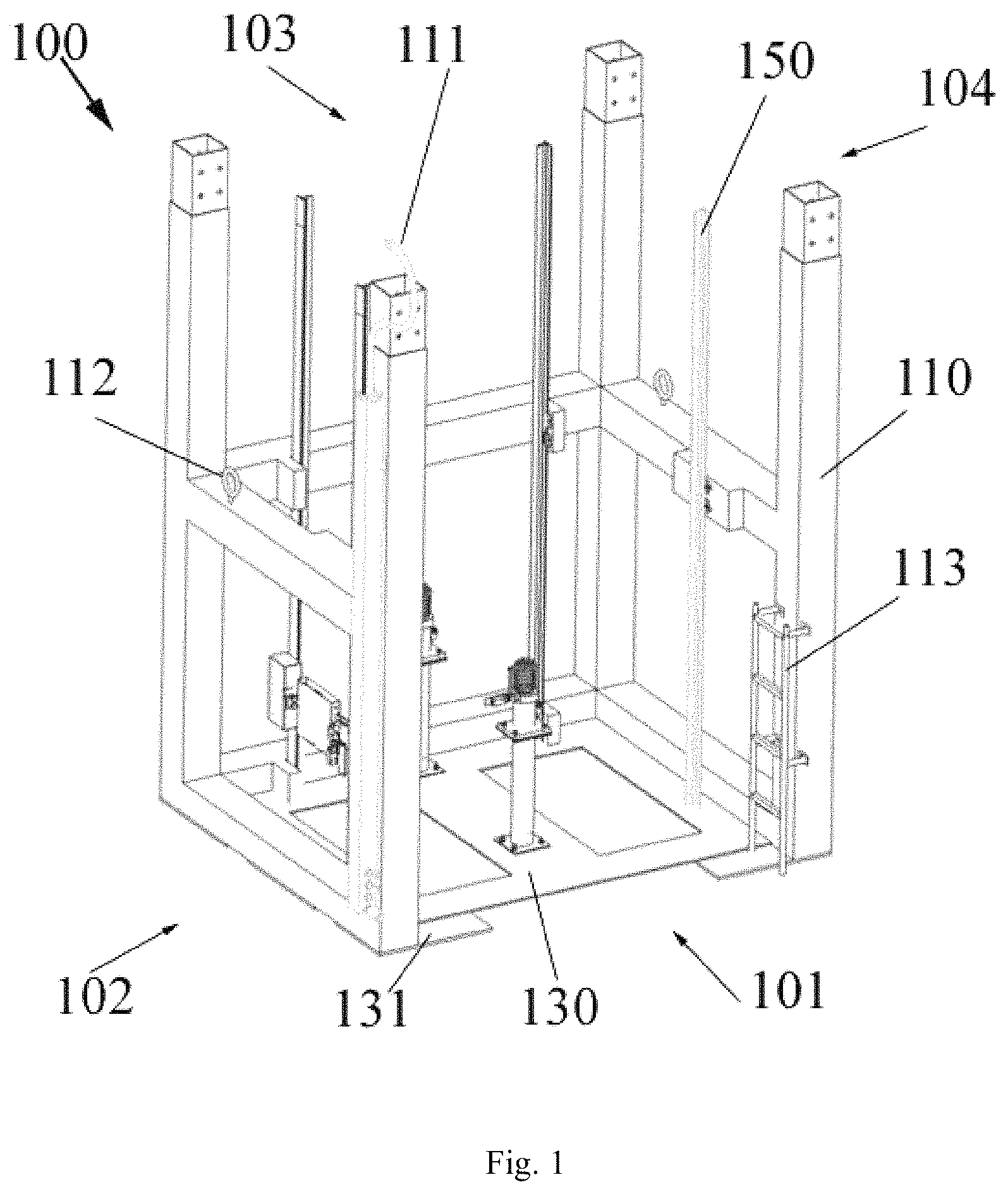 Patent US11780706 Figure 1 – Modular elevator assembly and rail