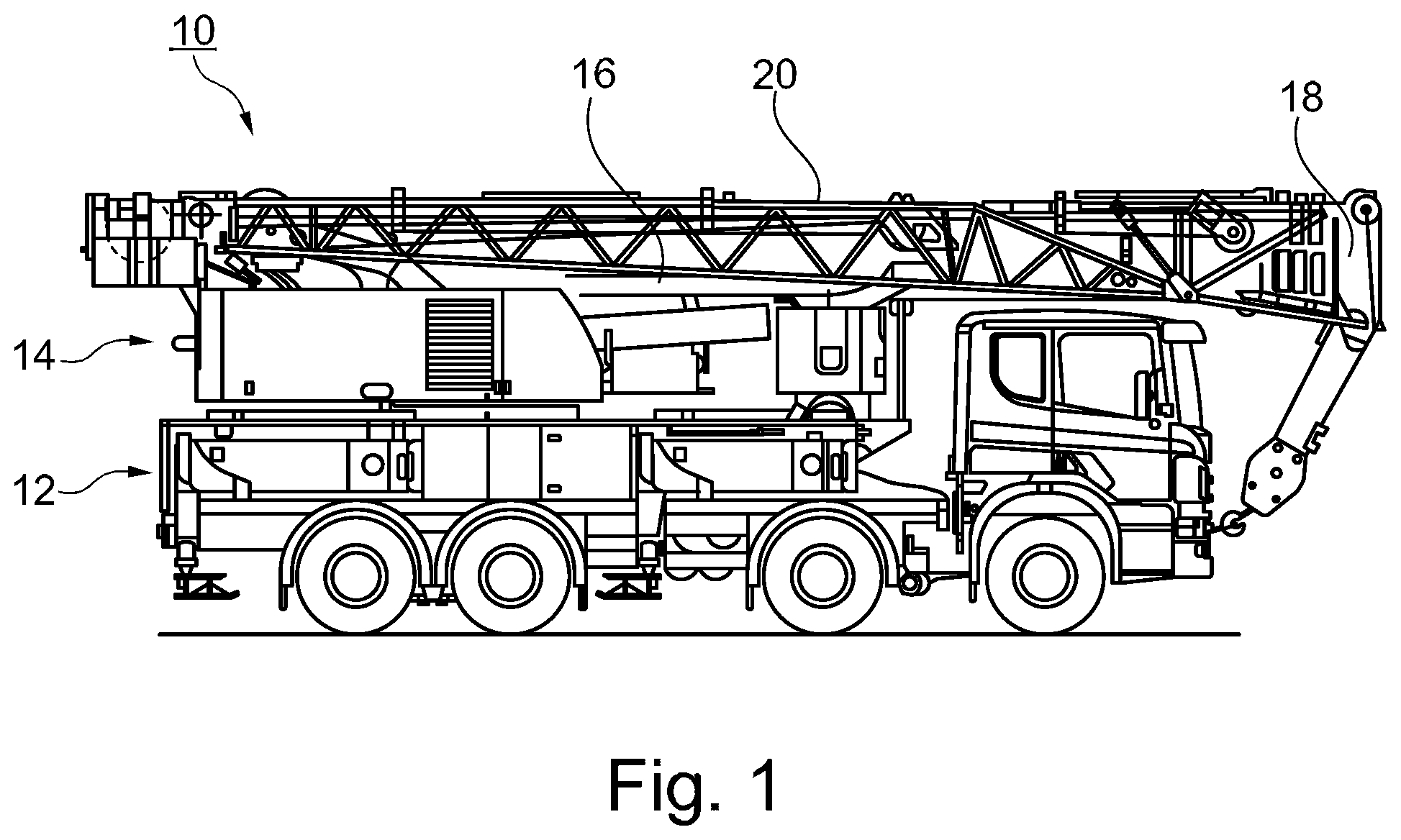 Patent US11780712 — Mobile crane having a folding boom arrester device and folding boom for said crane — Figure 1