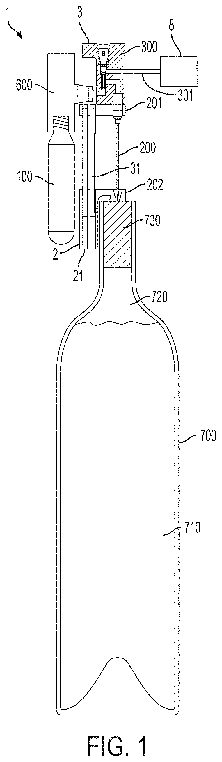 Patent US11780720 — Beverage aeration — Figure 1