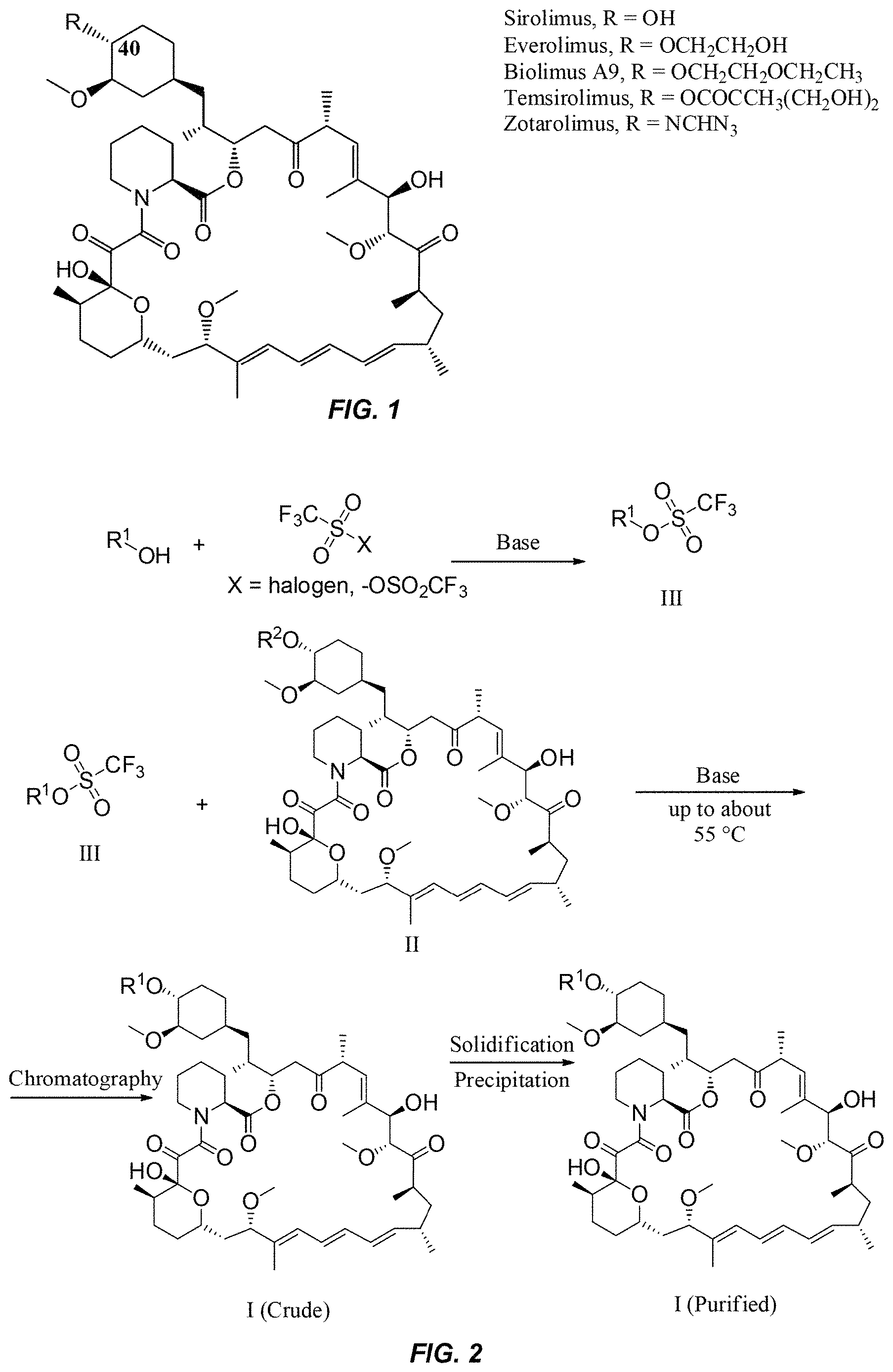 Patent US11780850 — Purification of rapamycin derivatives using temperature induced phase separation — Figure 1