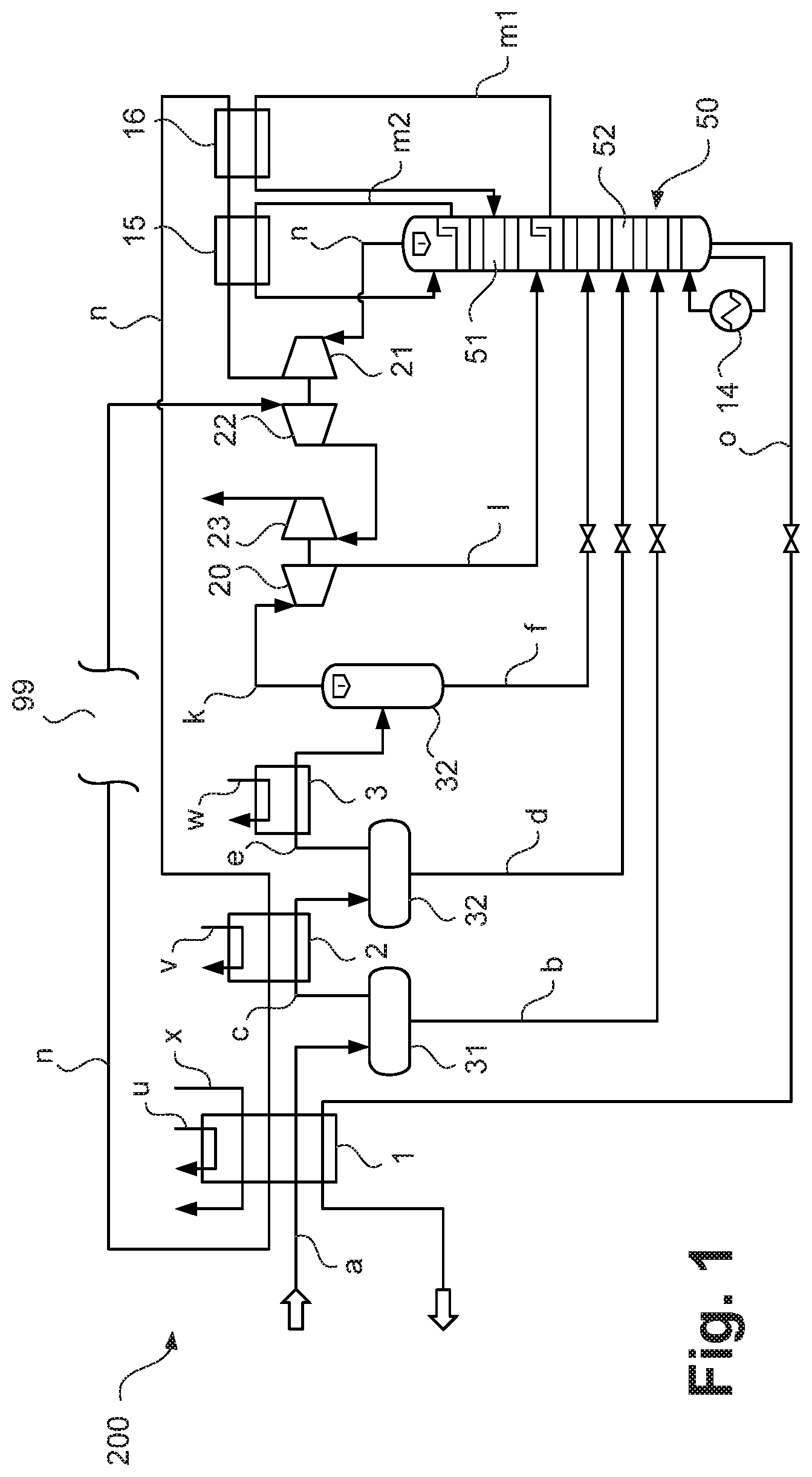 Patent US11781079 — Process for separating a component mixture and separation apparatus — Figure 1