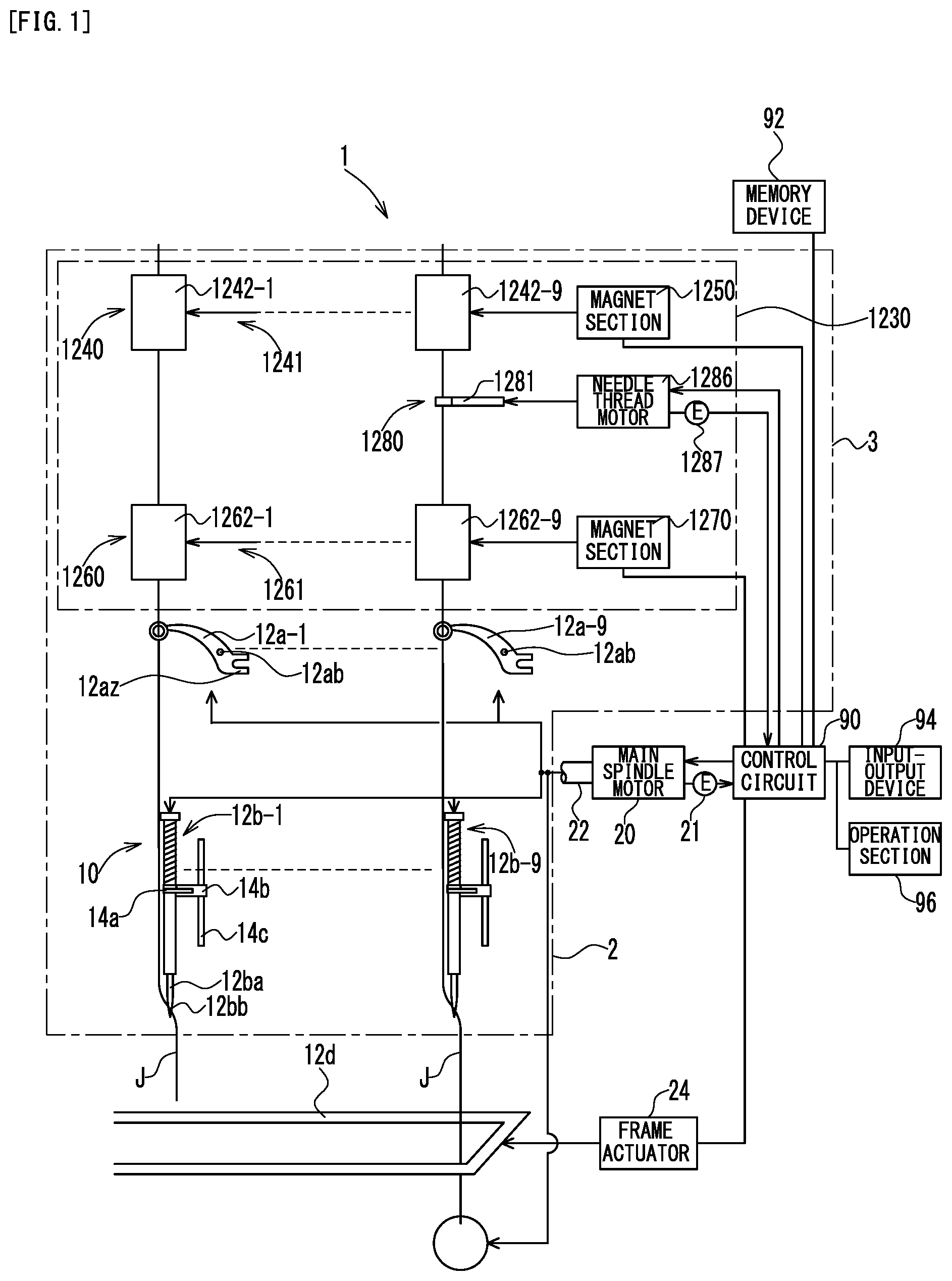 Patent US11781257 — Sewing machine — Figure 1
