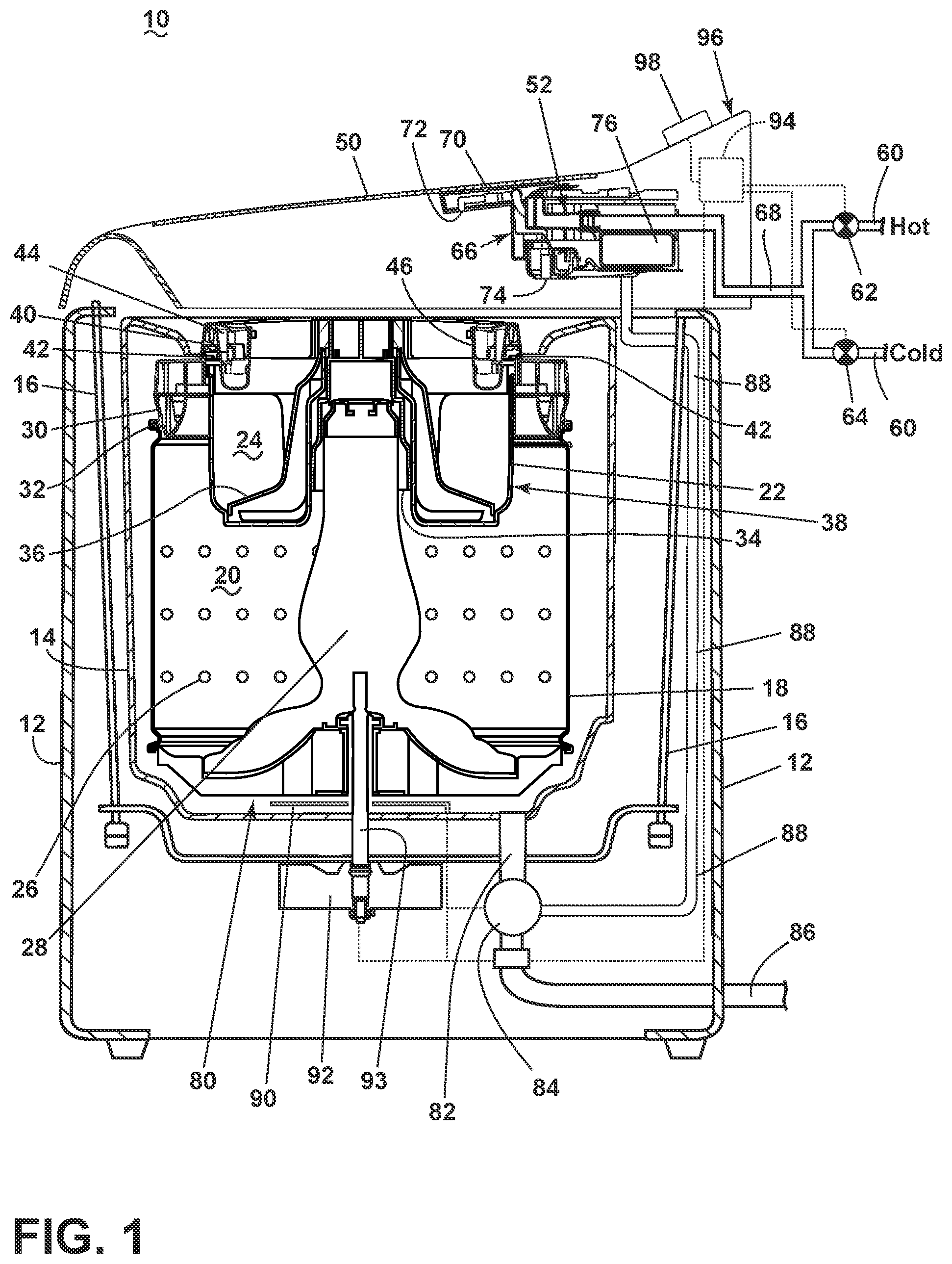 Patent US11781259 — Laundry treating appliance with removable basket — Figure 1