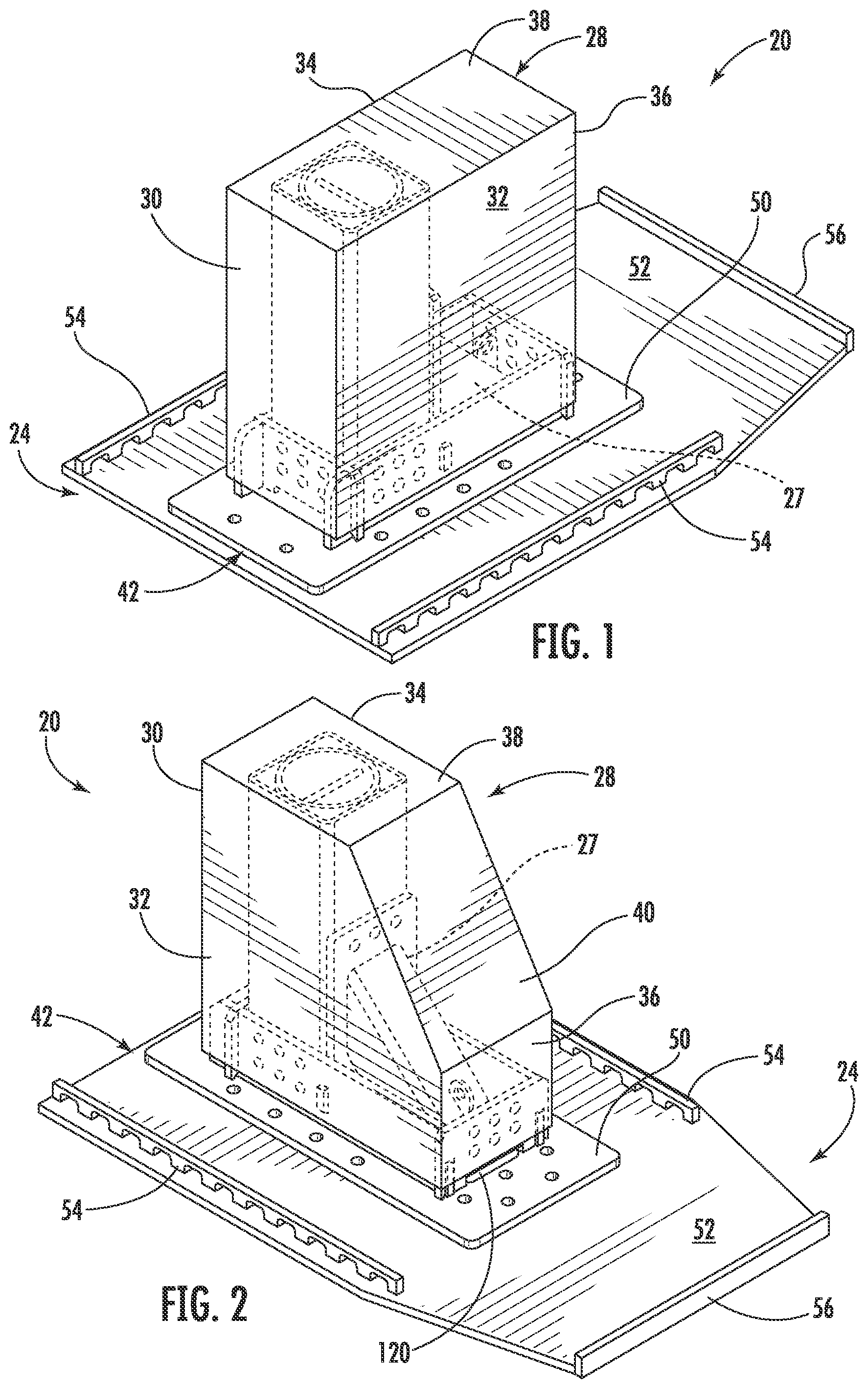 Patent US11781276 Figure 1 – Shallow-mount braced-post barrier