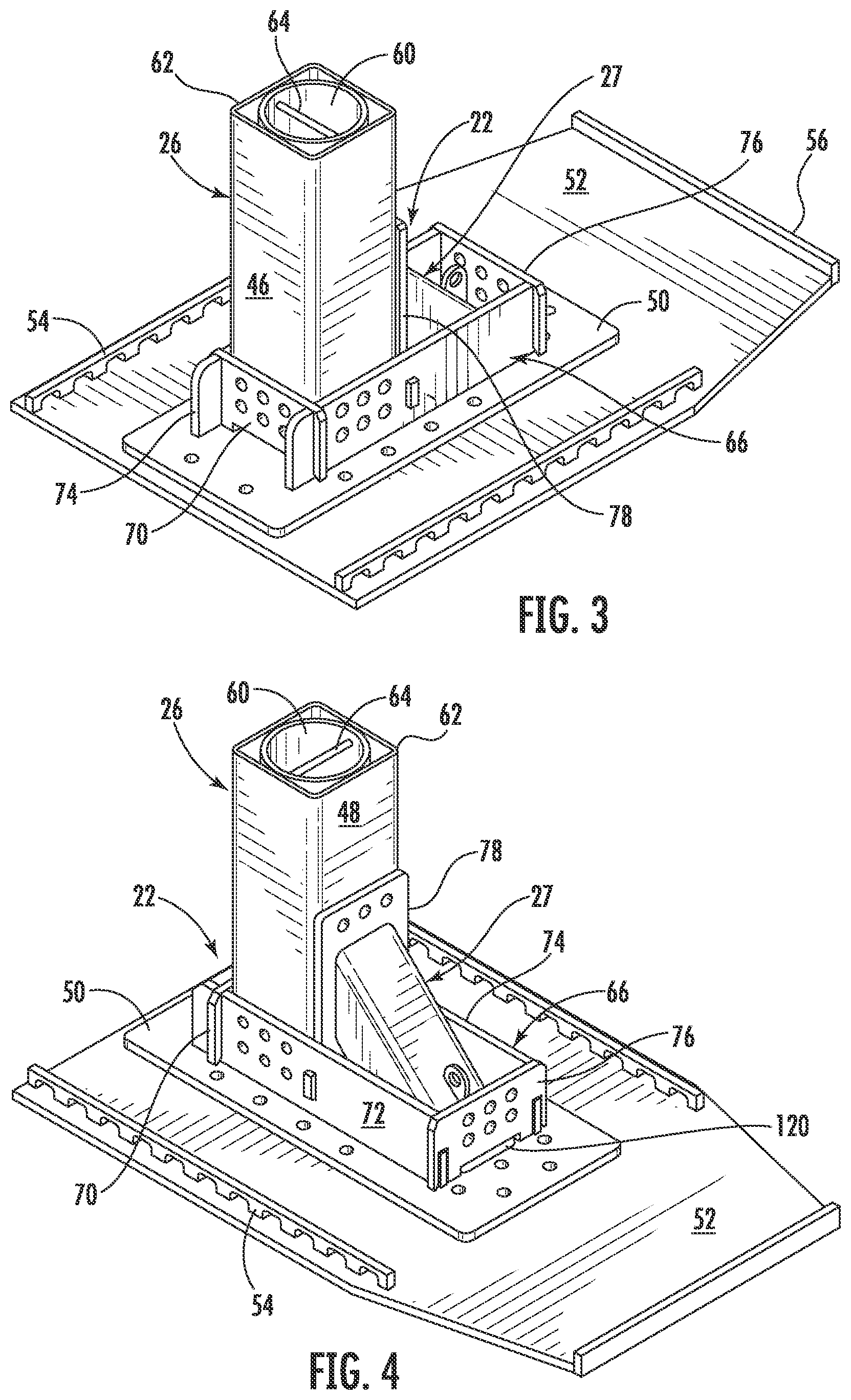 Patent US11781276 Figure 2 – Shallow-mount braced-post barrier