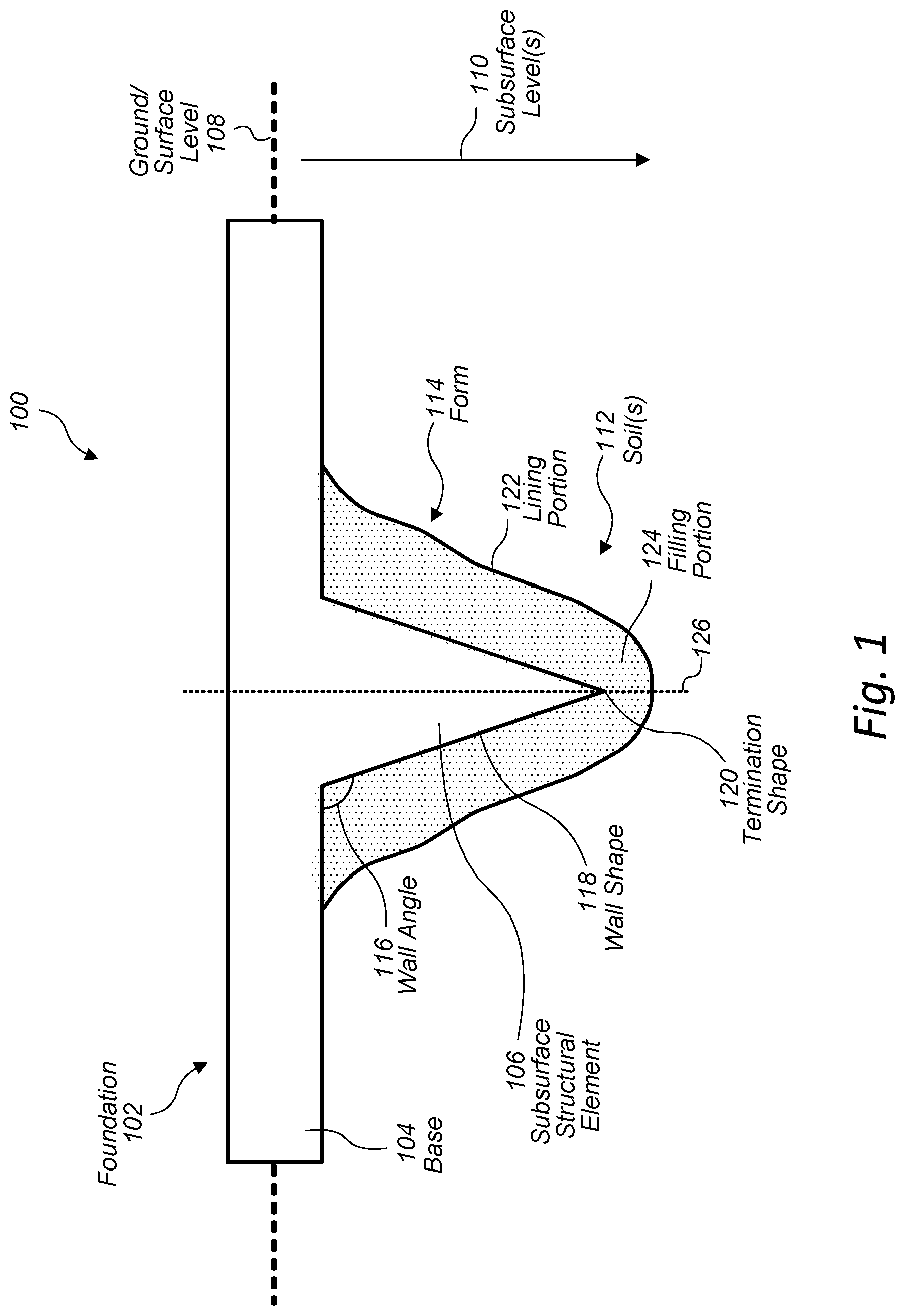 Patent US11781281 — Forms and subsurface structural elements that redirect soil forces — Figure 1