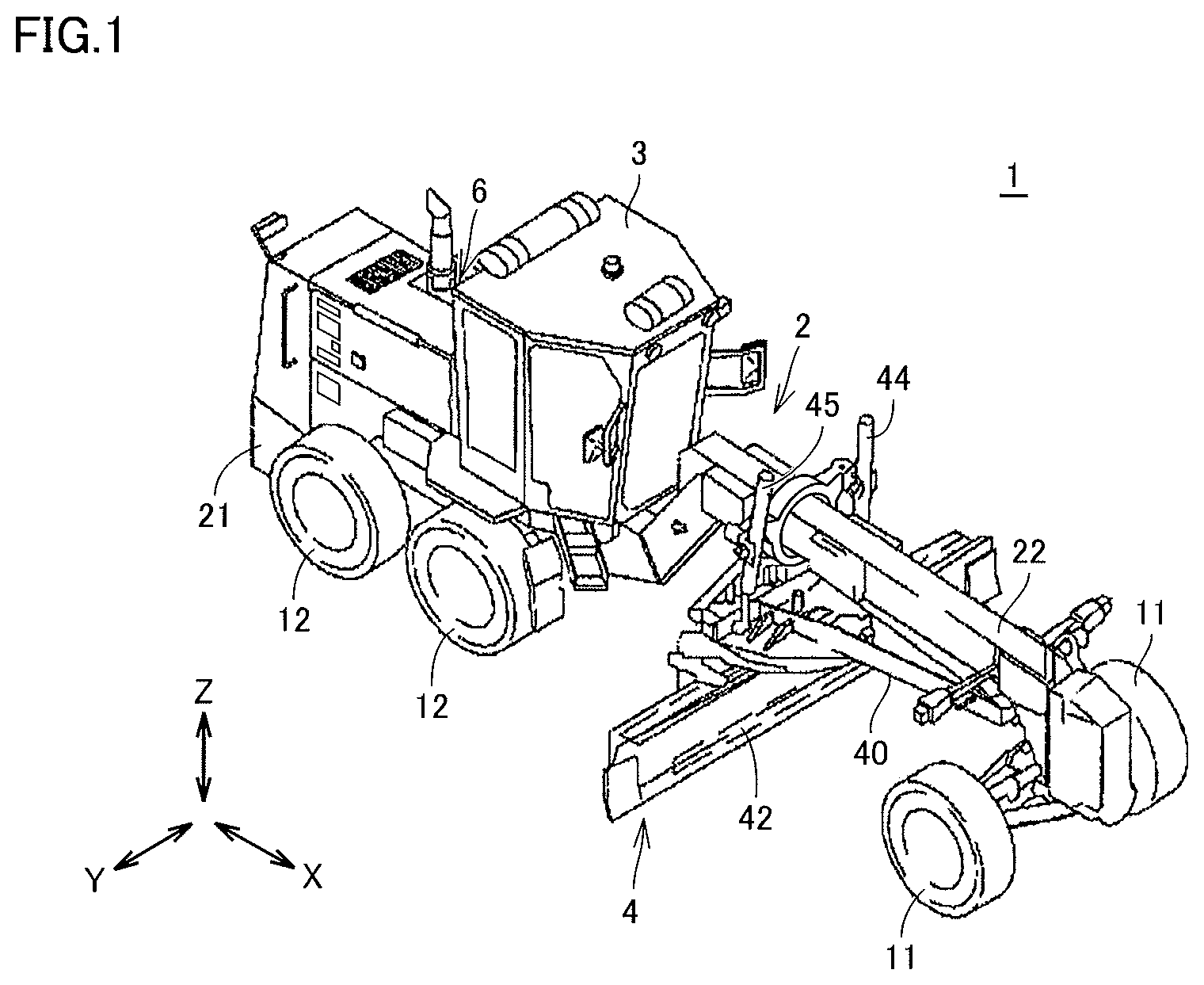 Patent US11781284 Figure 1 – Work vehicle and control method