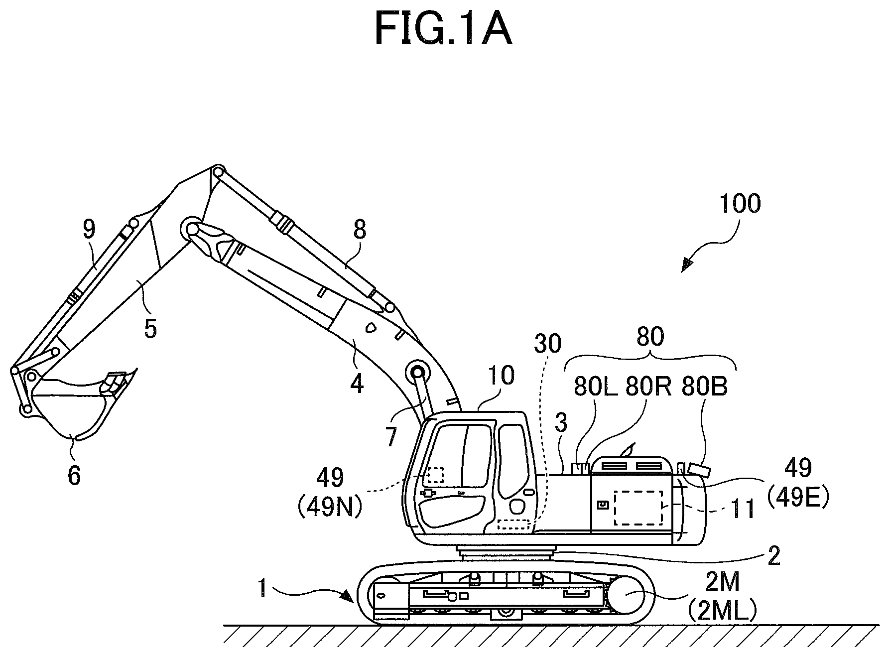 Patent US11781290 — Shovel and output device of shovel — Figure 1