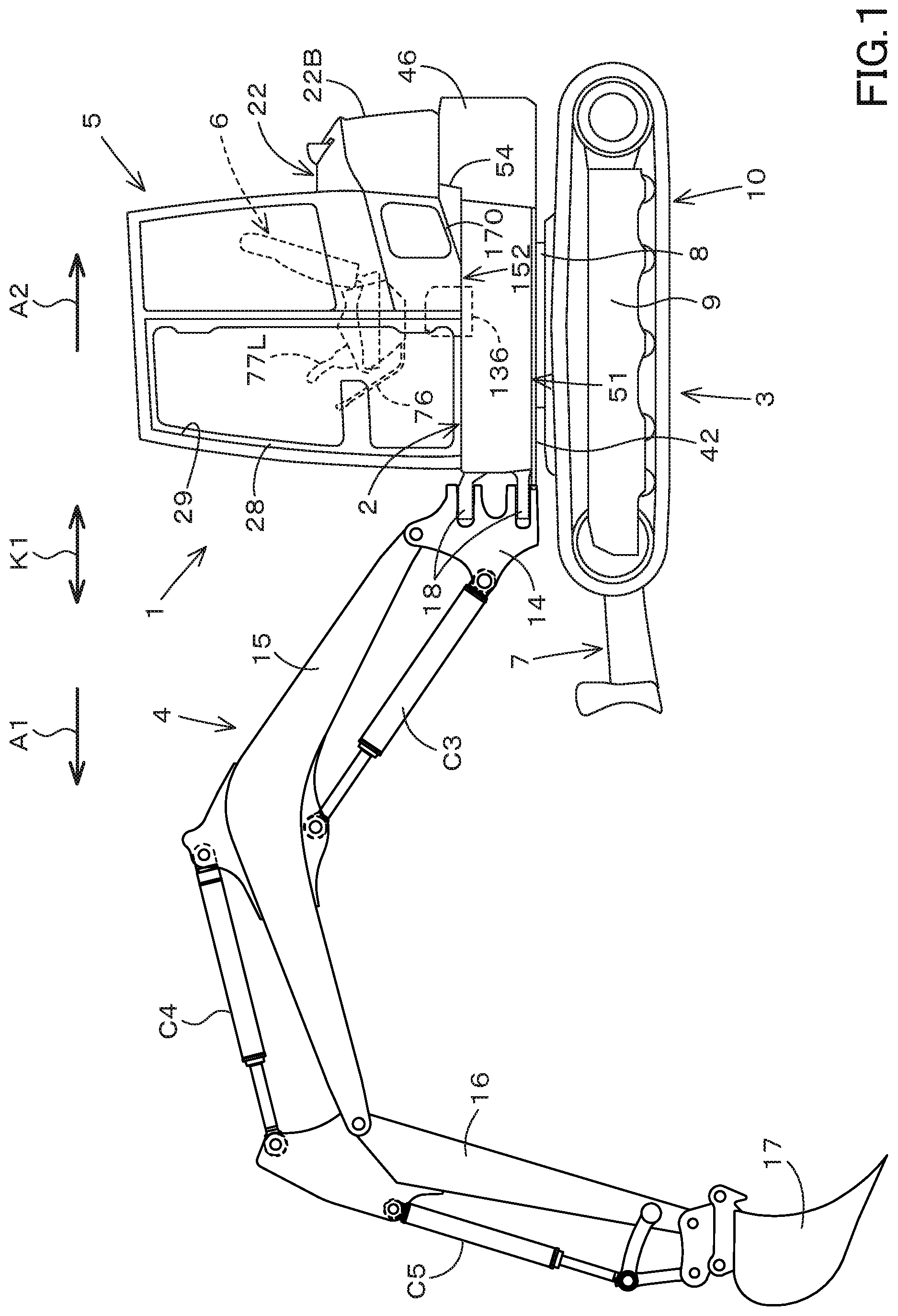Patent US11781291 — Working machine and manufacturing method of the same — Figure 1