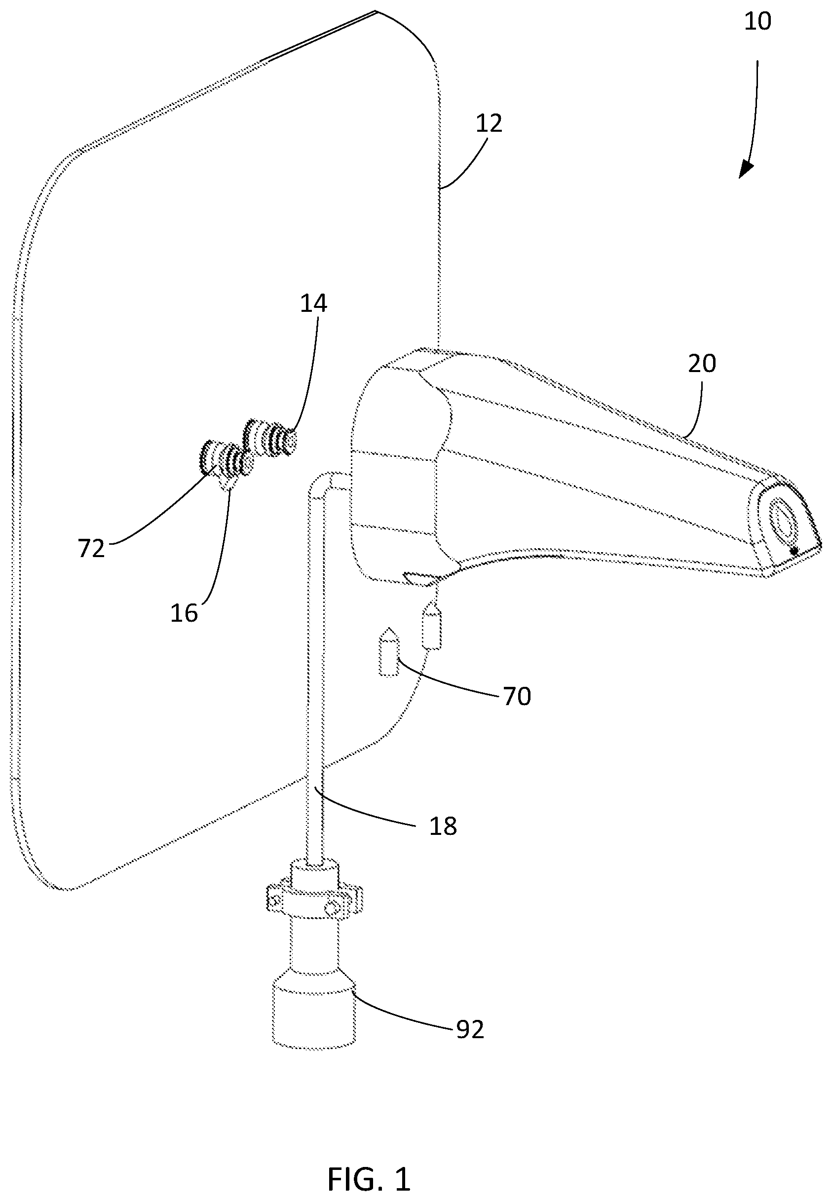 Patent US11781299 — Touchless faucet — Figure 1