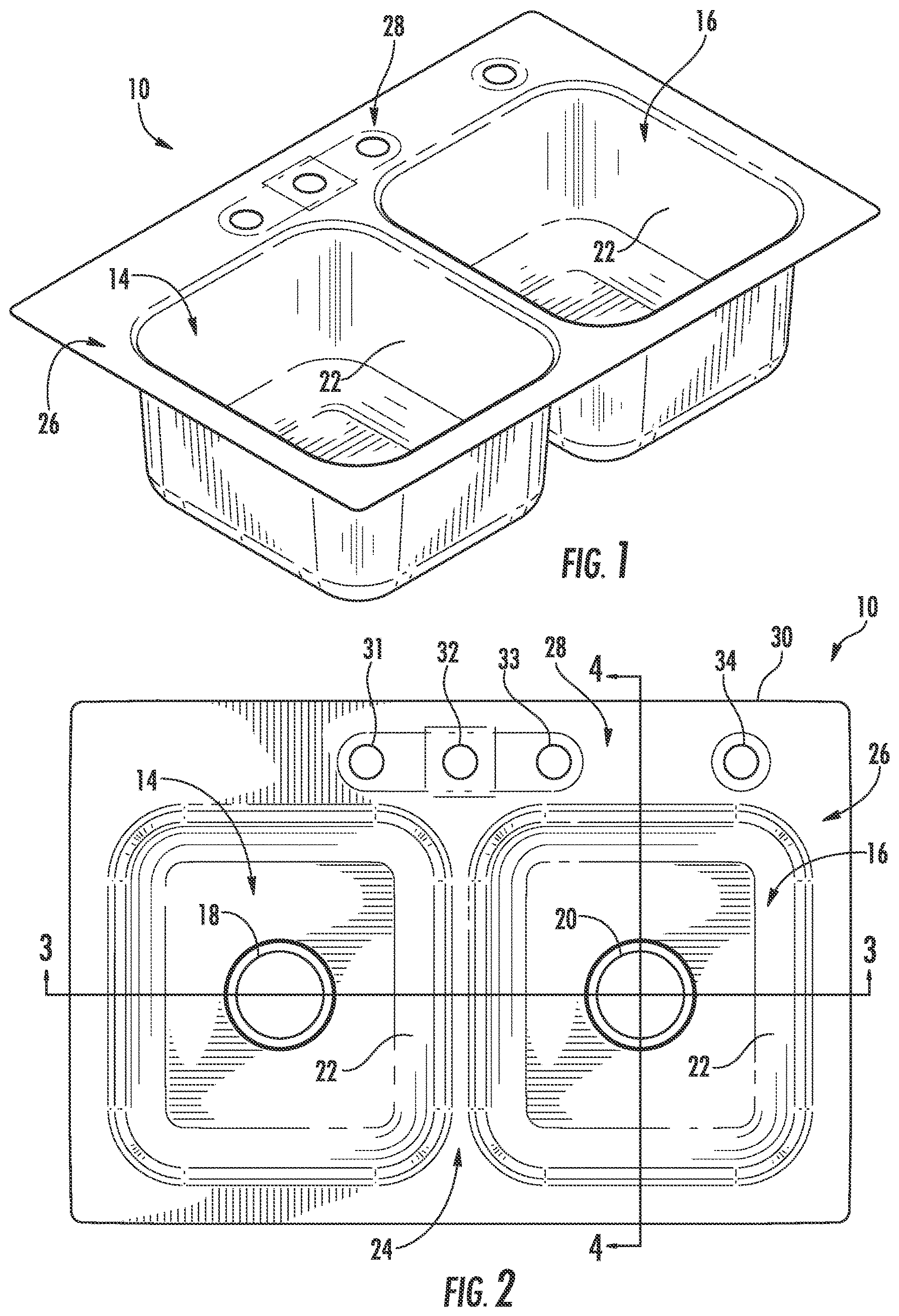 Patent US11781301 — Method of making drawn sink having low-profile rim — Figure 1
