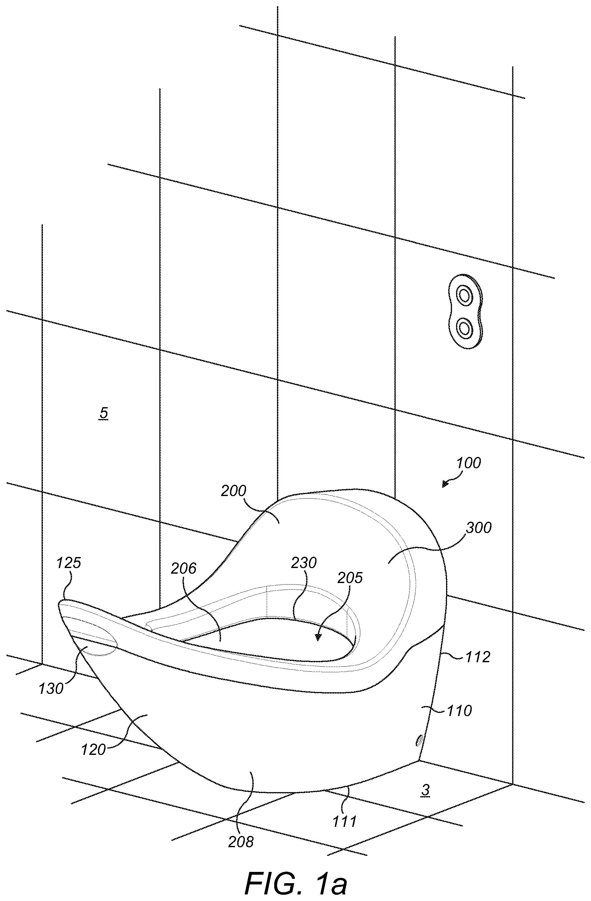 Patent US11781304 — Toilet for use while squatting or sitting — Figure 1