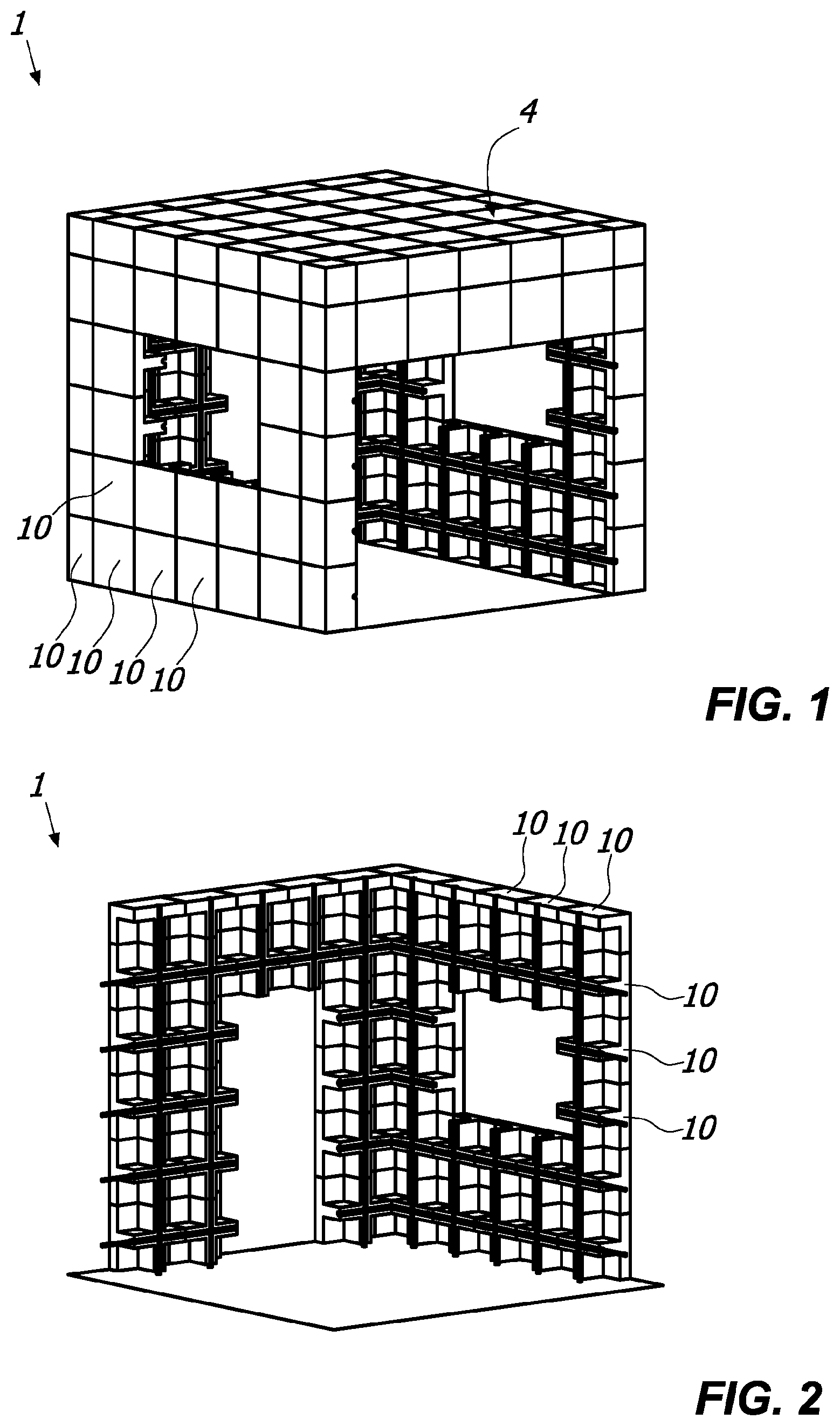 Patent US11781314 — System, method, kit and modular element for the dry building of structures for constructions — Figure 1