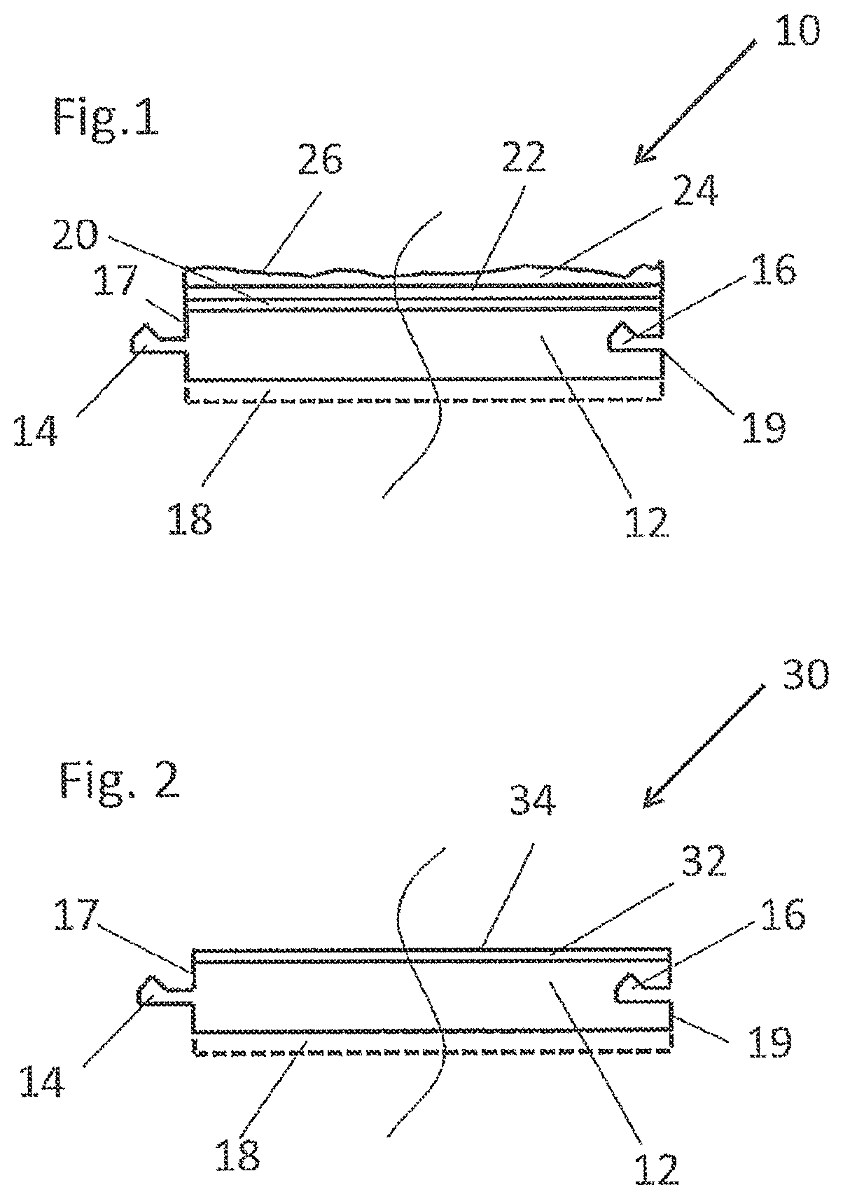 Patent US11781321 Figure 1 – Wall or floor covering element