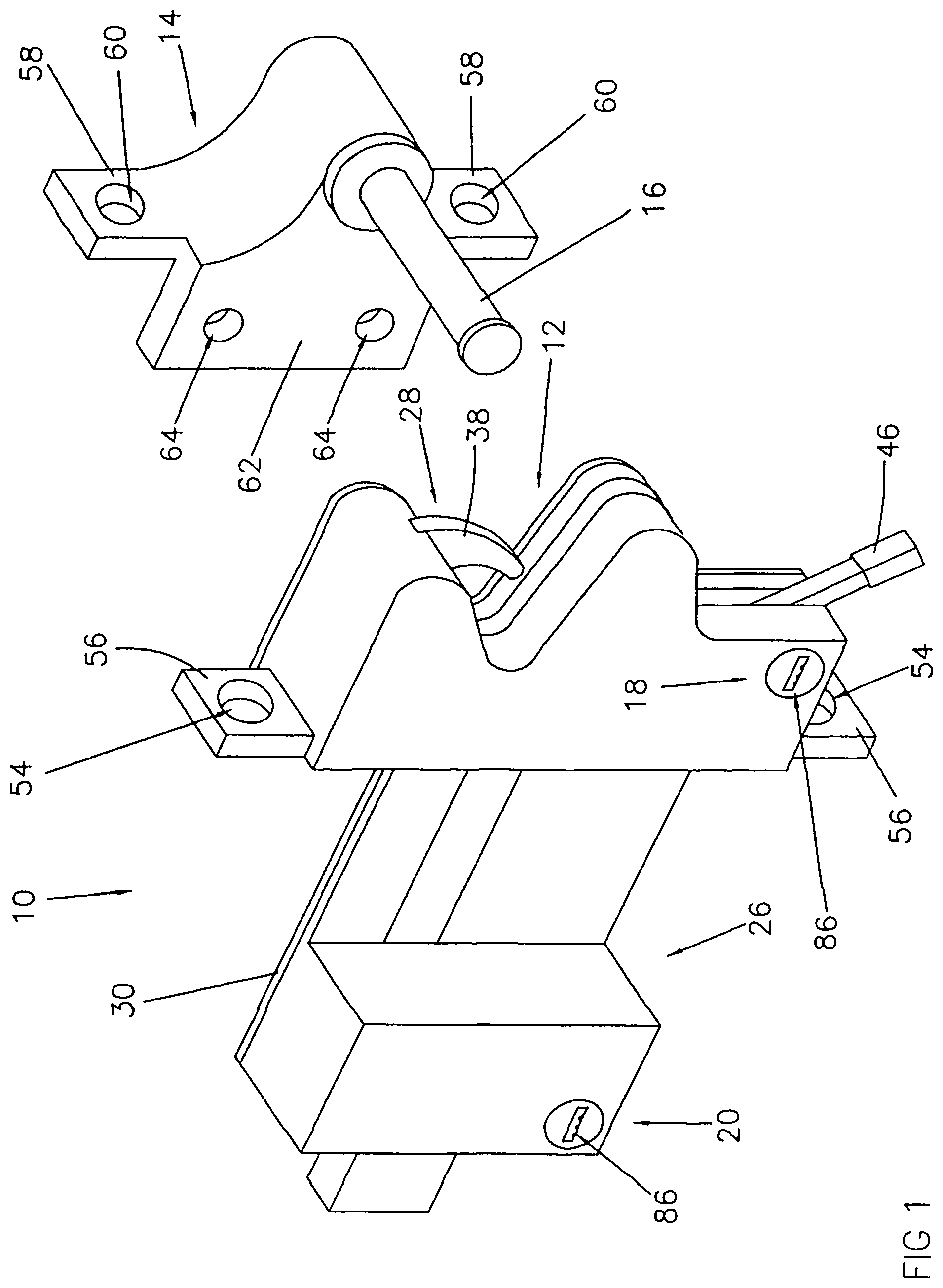 Patent US11781341 — Double latch dual action gravity latch — Figure 1