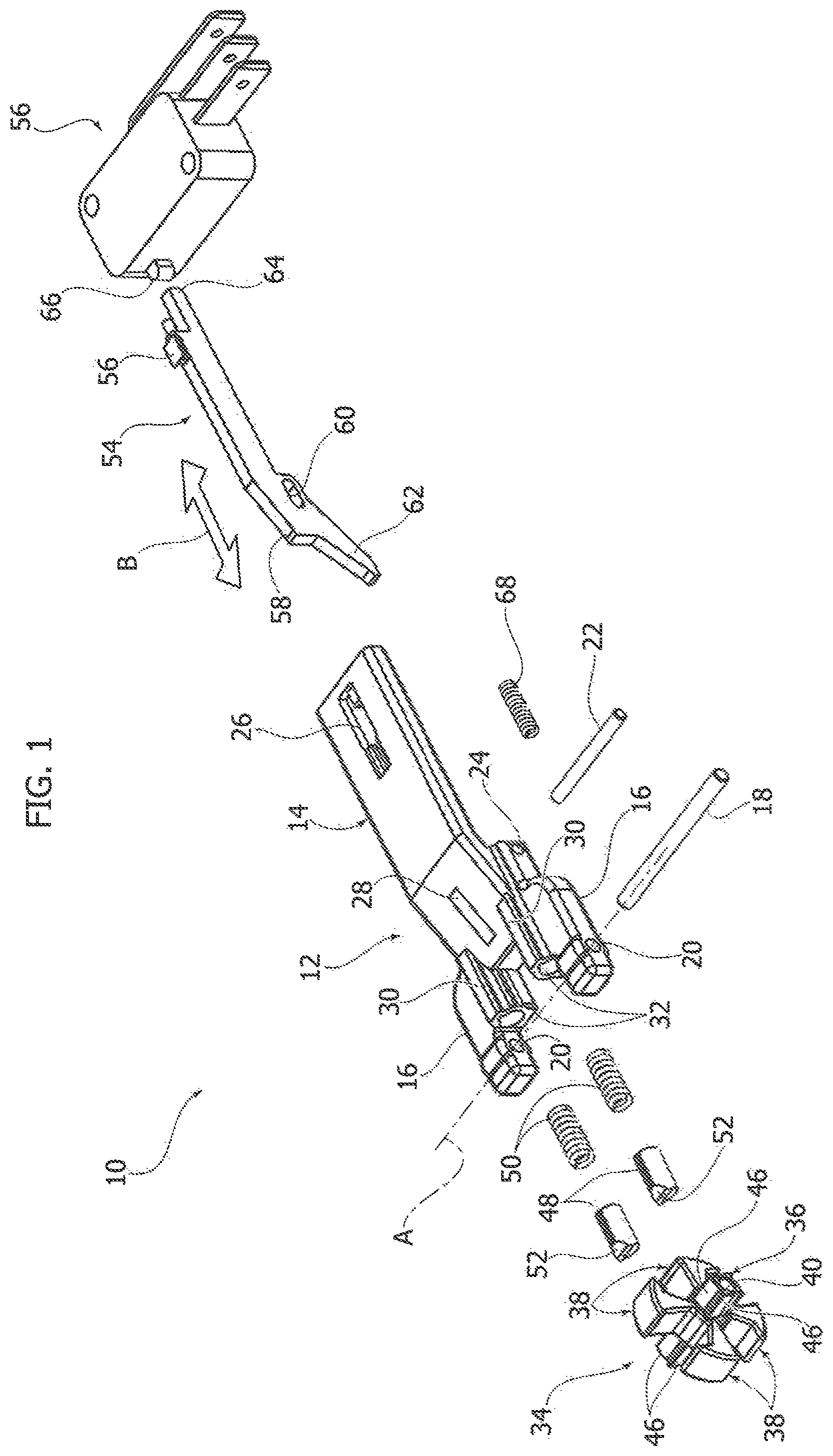 Patent US11781351 — Door-lock device for household appliance, in particular dishwashers — Figure 1
