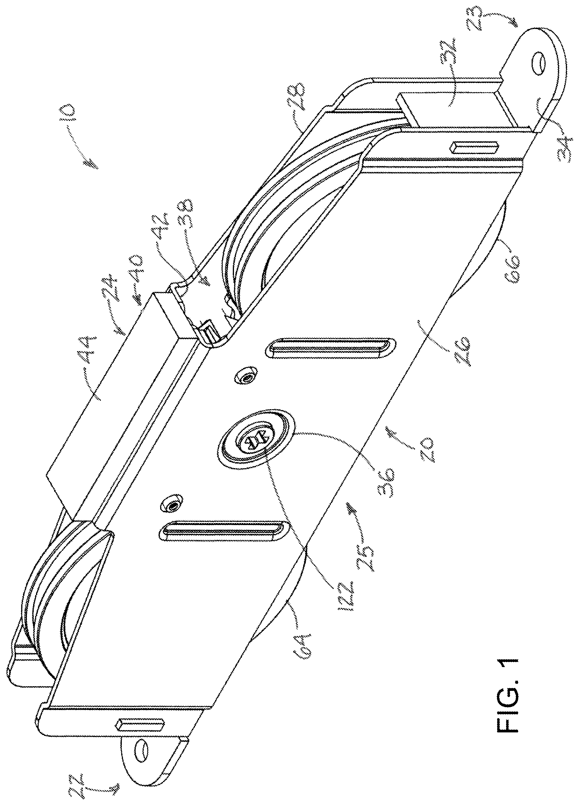 Patent US11781355 — Roller assembly with side-accessed adjustment mechanism — Figure 1