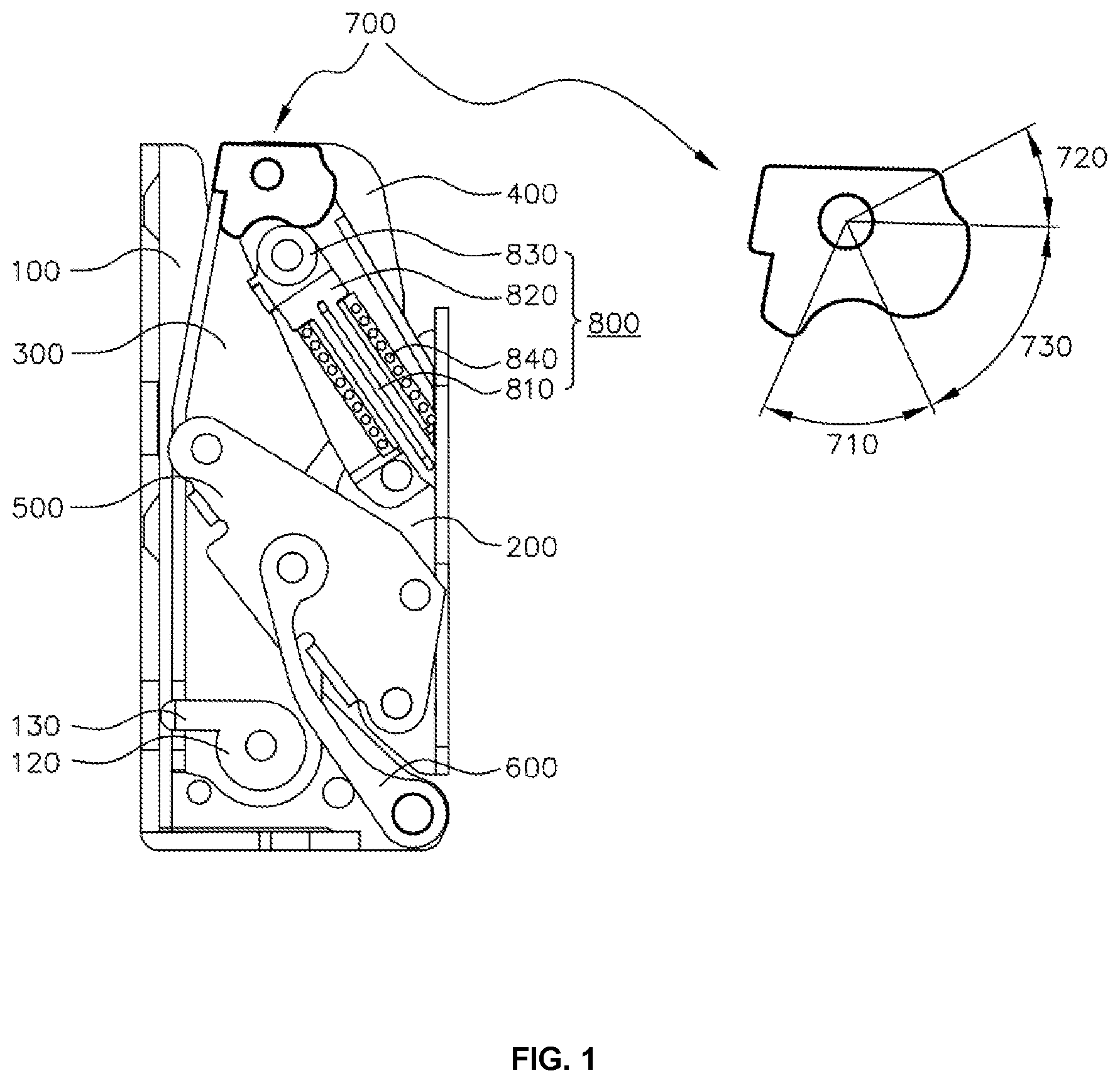 Patent US11781362 — Multi-link door hinge — Figure 1