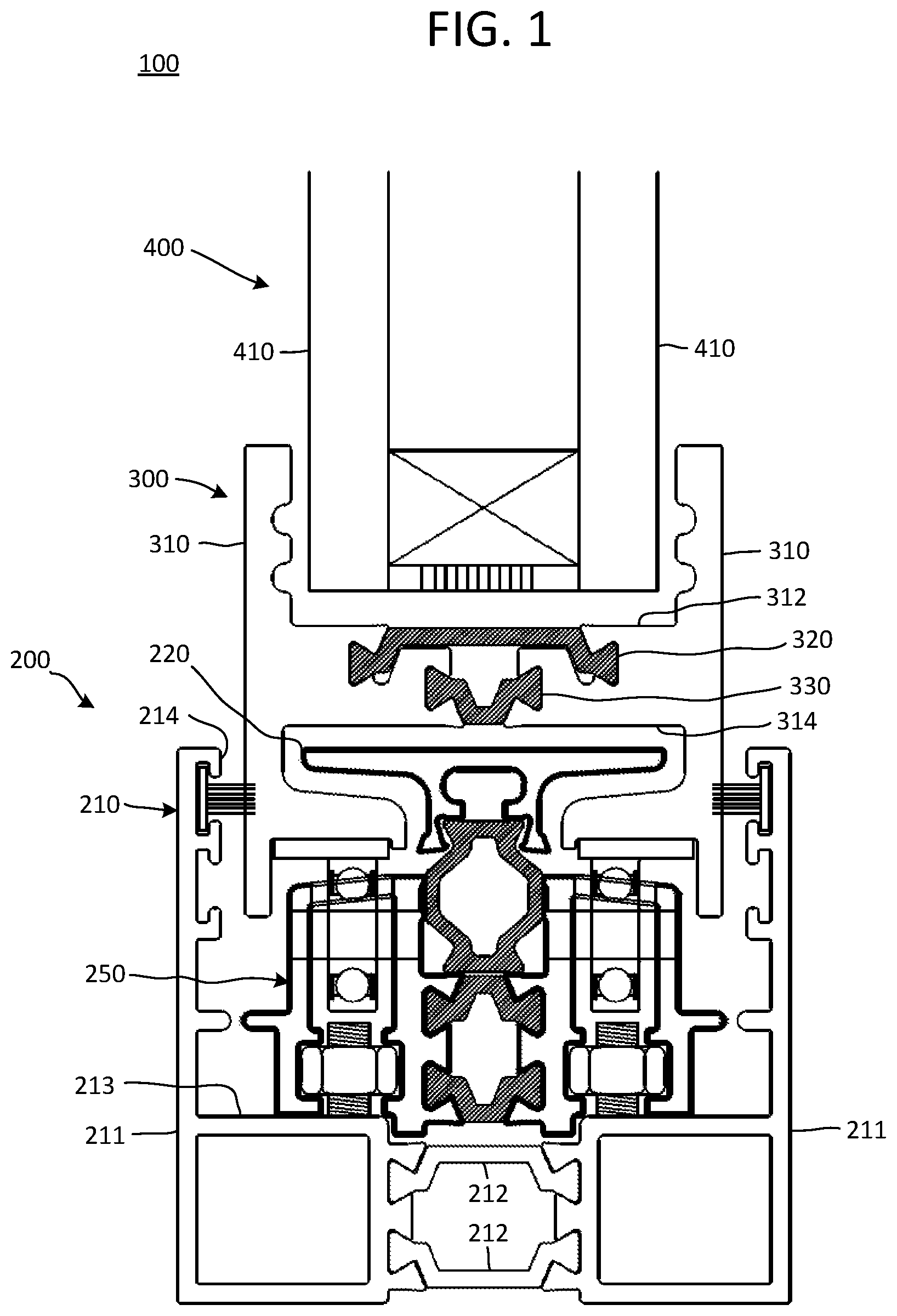 Patent US11781370 — Adjustable flush threshold for sliding doors and windows — Figure 1