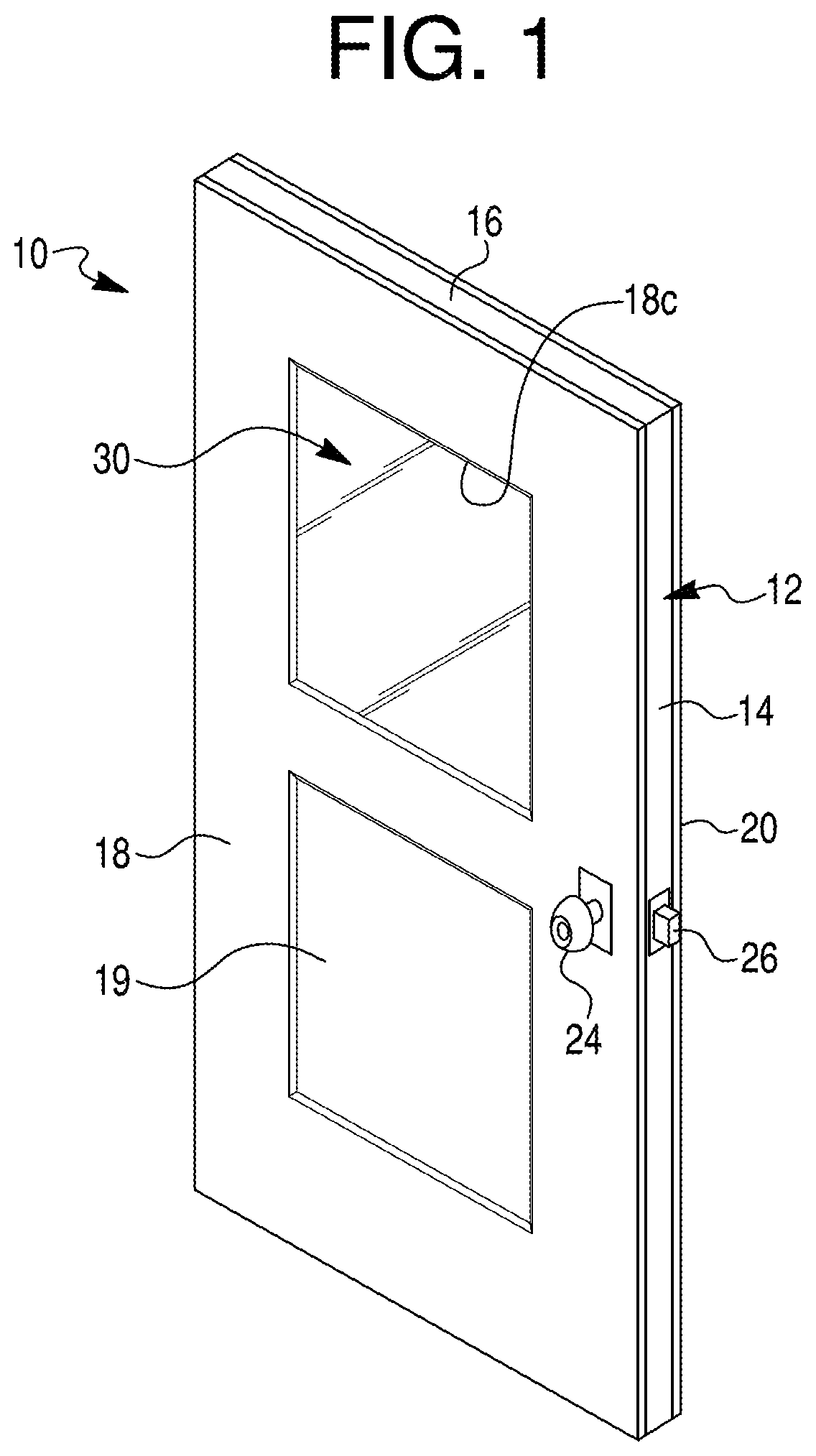 Patent US11781372 — Door assemblies with insulated glazing unit venting — Figure 1