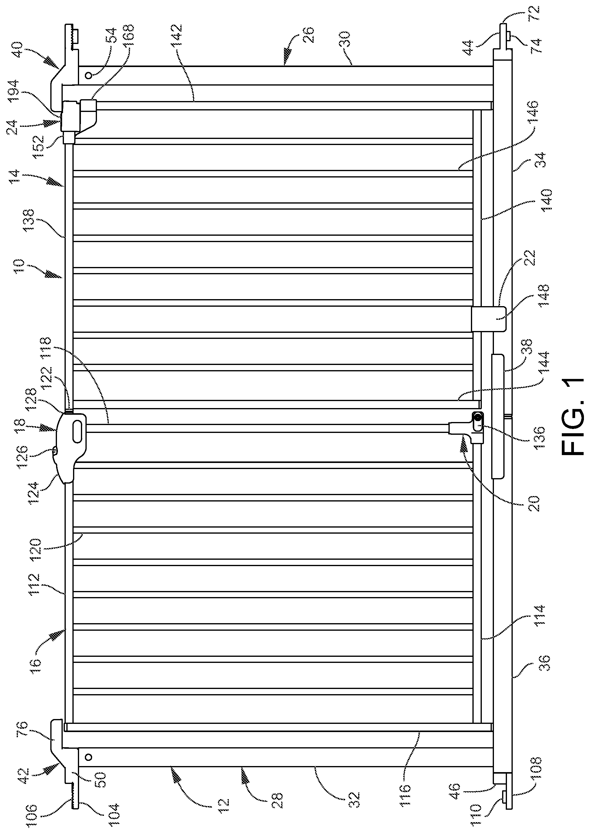 Patent US11781376 Figure 1 – Gated barrier with lift lock