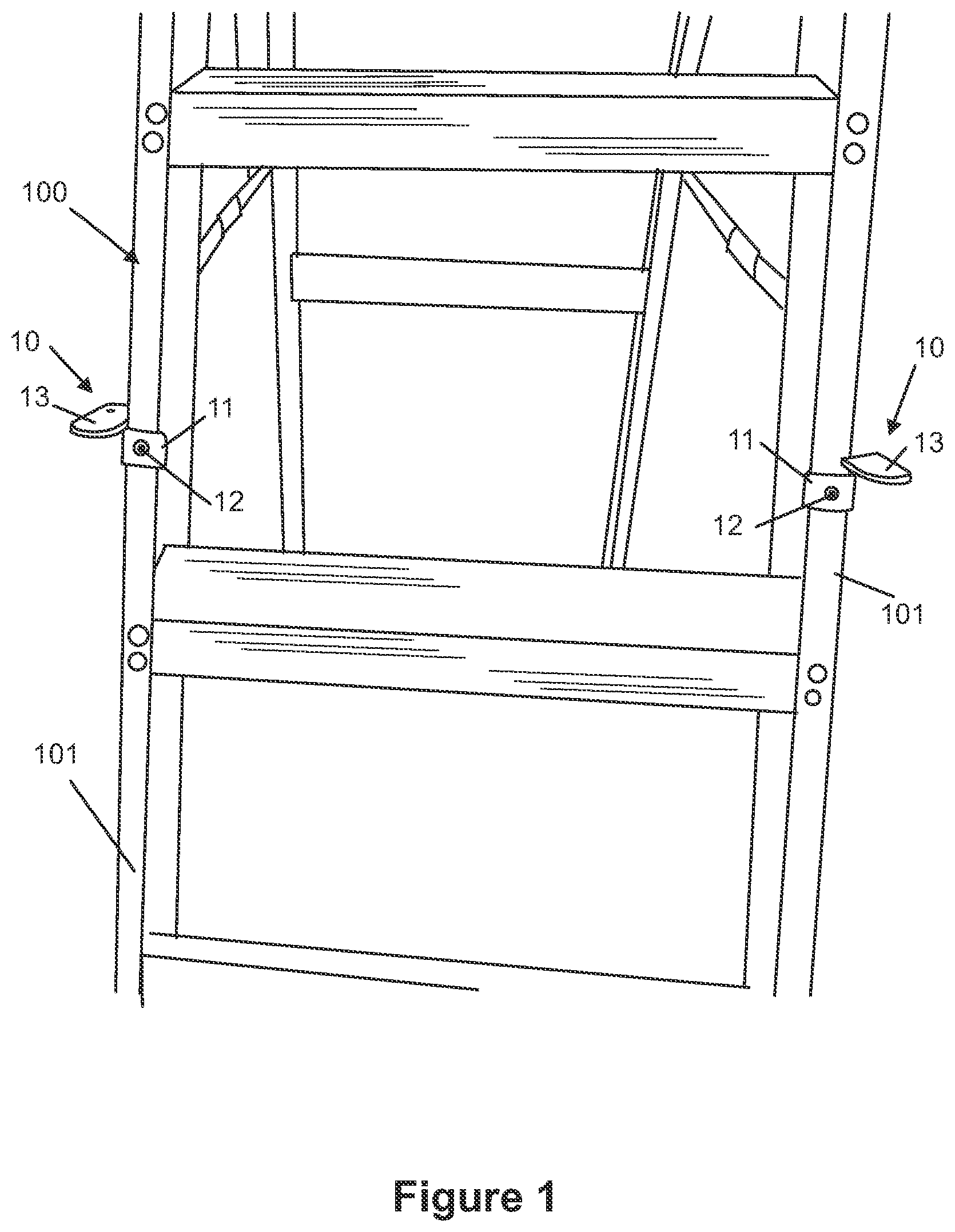 Patent US11781380 — Multi use support fixture for use with ladders — Figure 1