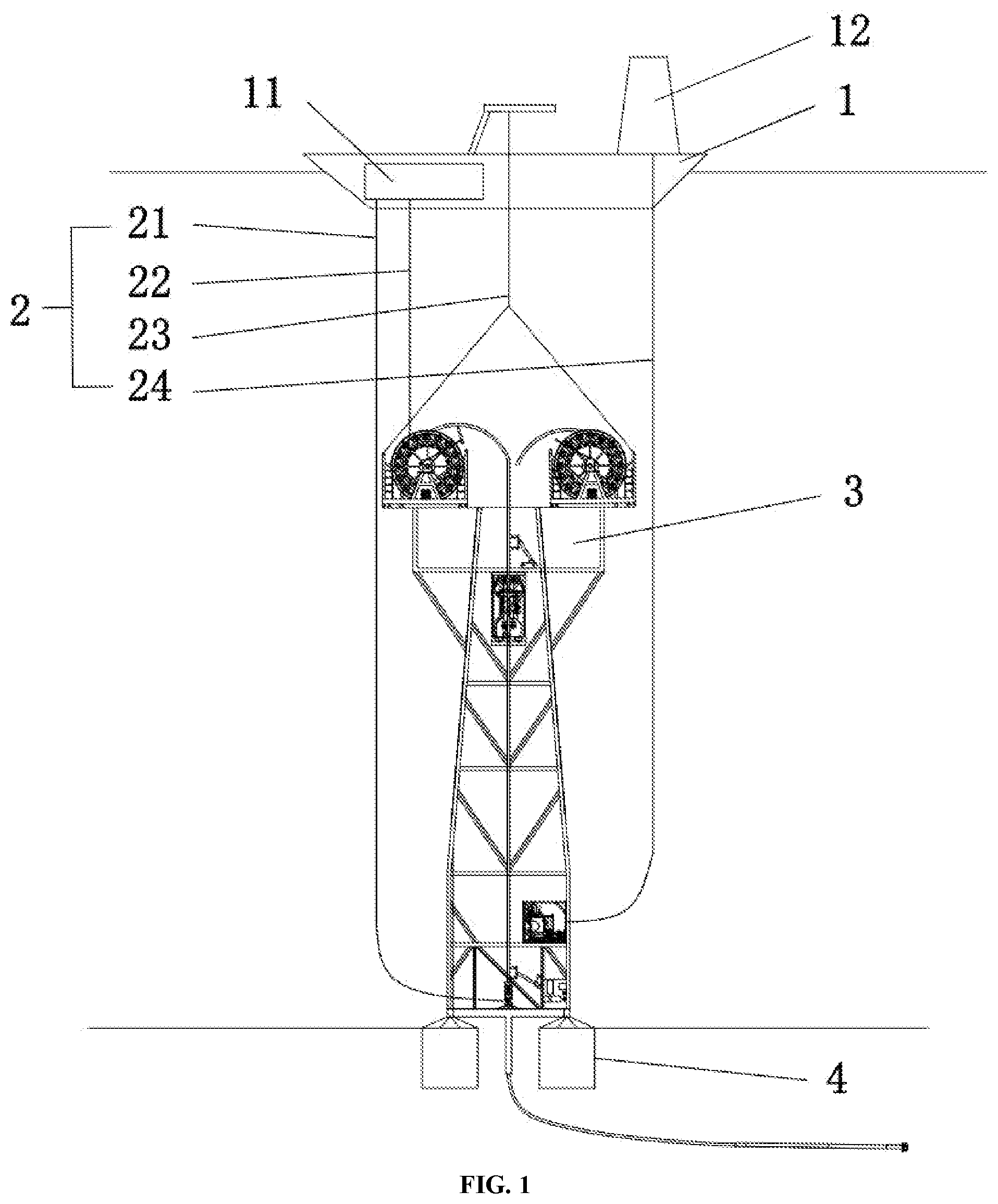 Patent US11781385 — Subsea coiled tubing drilling system and subsea drilling device thereof — Figure 1