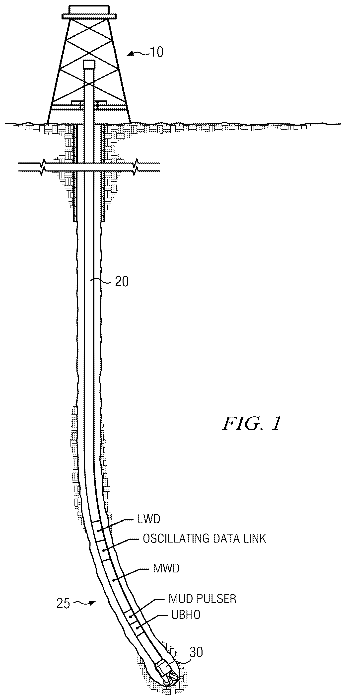 Patent US11781425 — Oscillating datalink useful in downhole applications — Figure 1