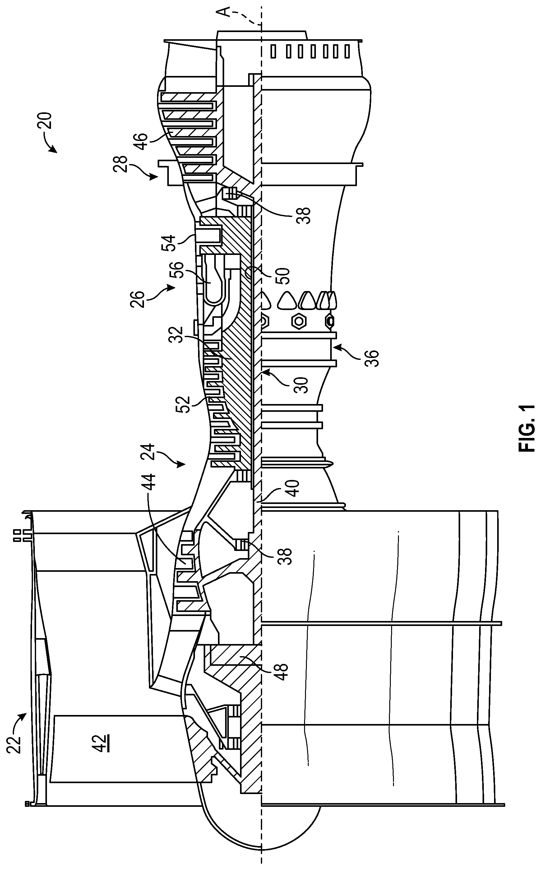 Patent US11781435 — Bifurcated fabric architecture for airfoils, methods of manufacture thereof and airfoils comprising the same — Figure 1