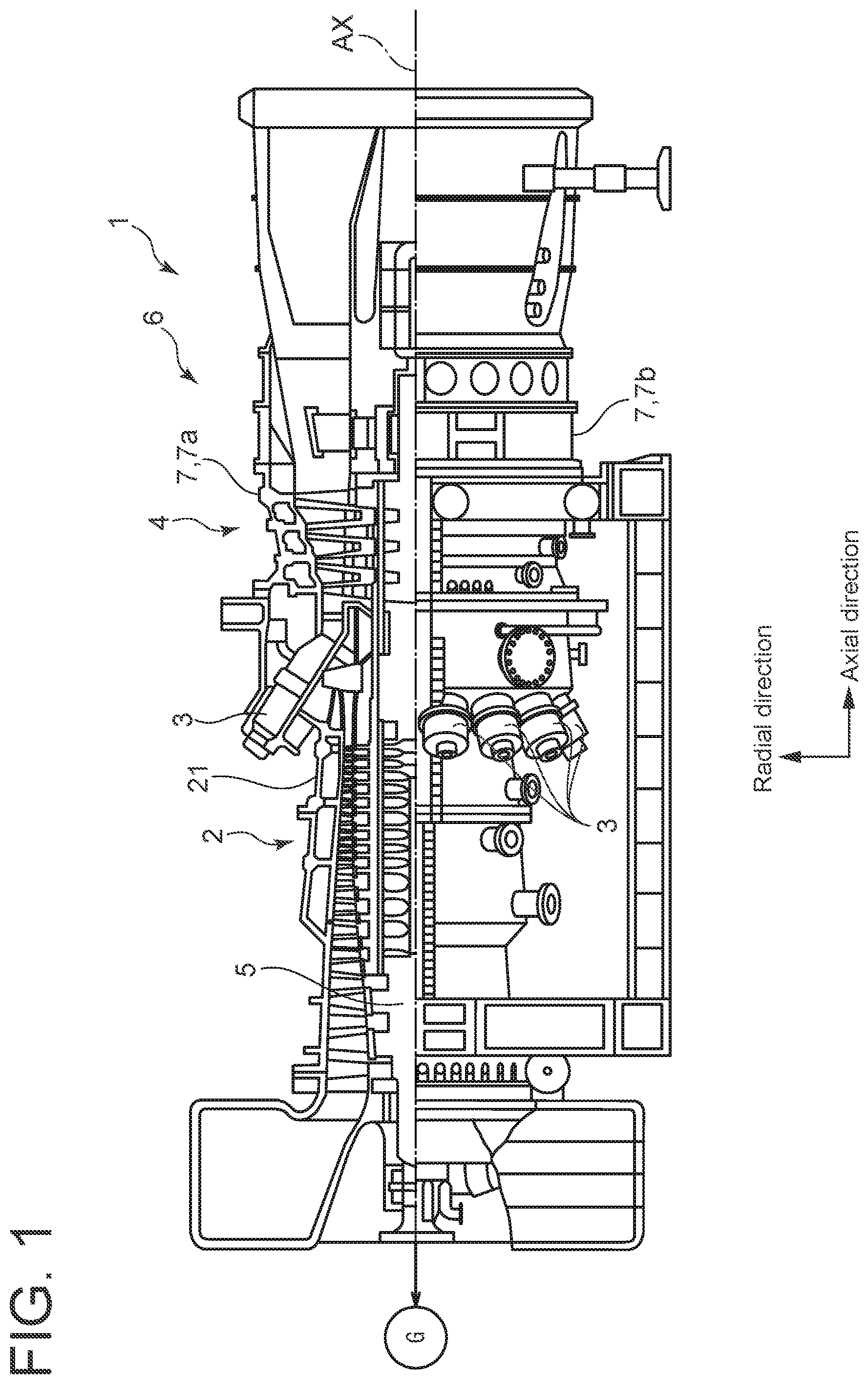 Patent US11781445 — Turbine casing, gas turbine, and method for preventing deformation of turbine casing — Figure 1