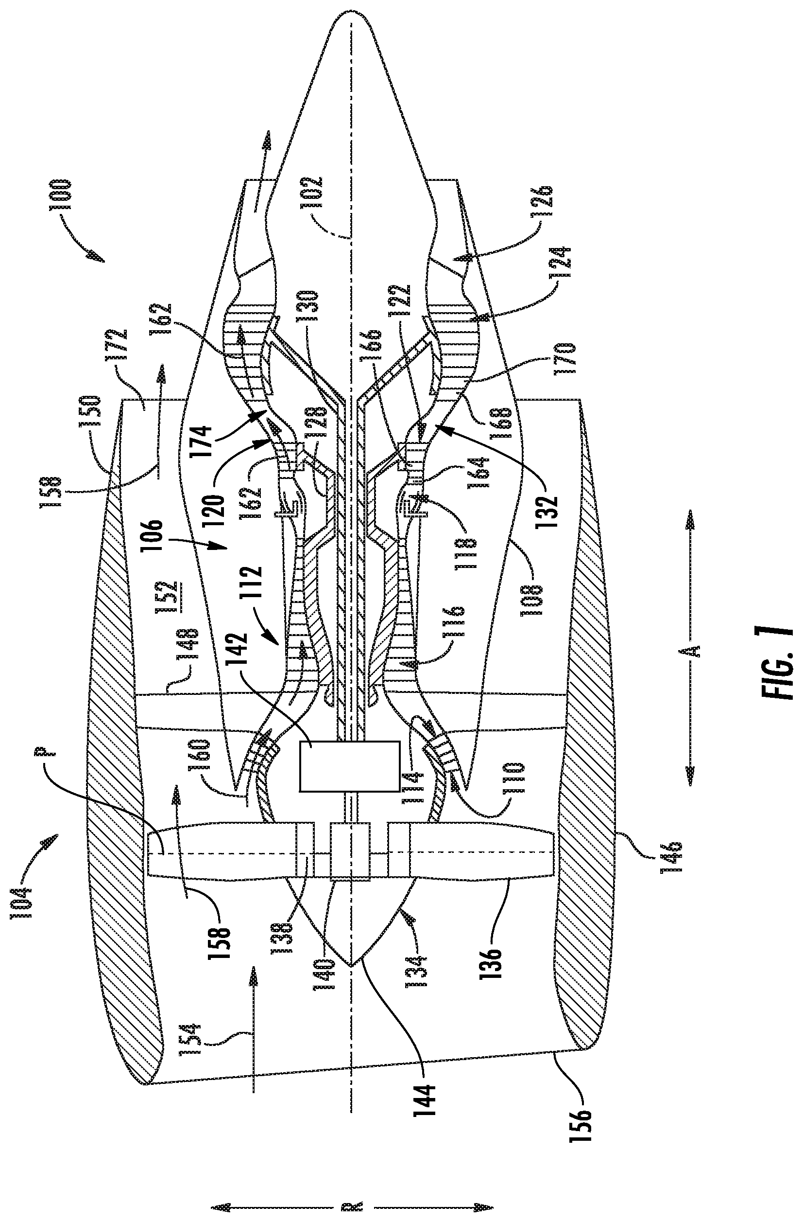 Patent US11781448 — Shroud pin for gas turbine engine shroud — Figure 1