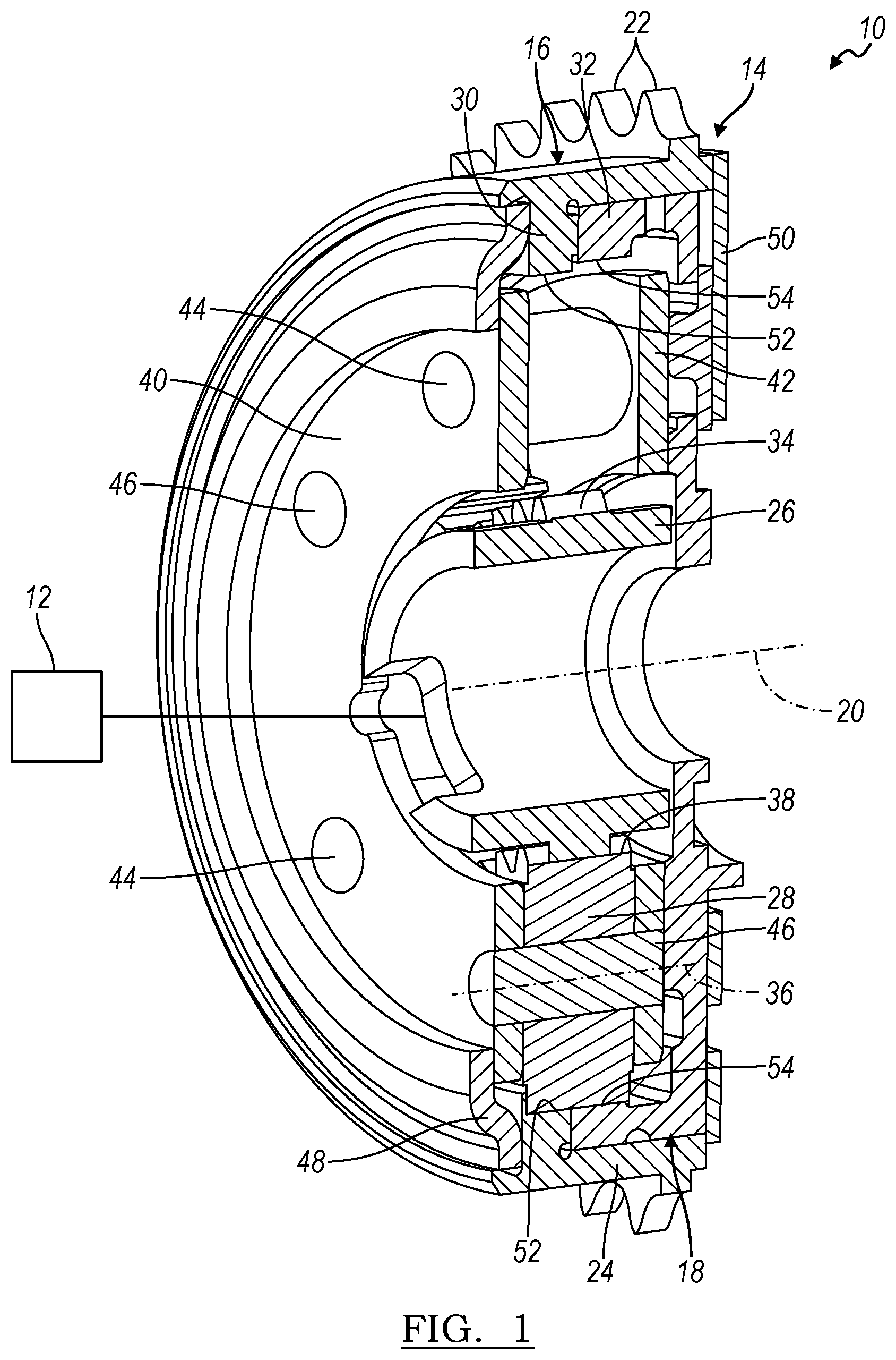 Patent US11781451 — Engine variable camshaft timing phaser with planetary gear set — Figure 1