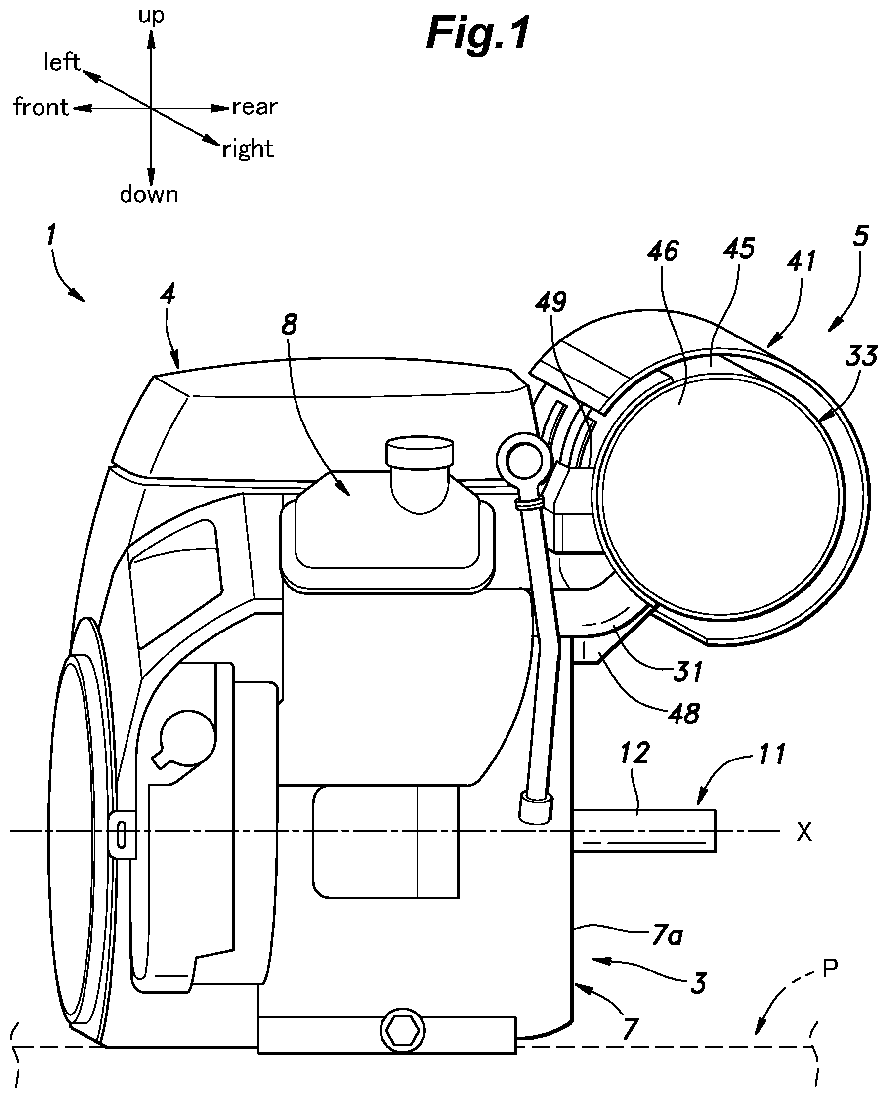 Patent US11781461 — Exhaust device of engine and work machine — Figure 1
