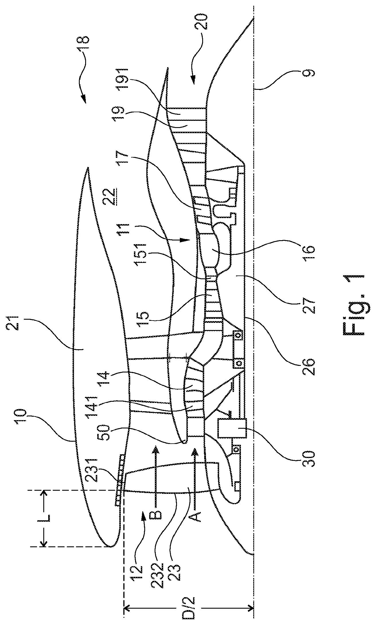 Patent US11781491 — Geared gas turbine engine — Figure 1