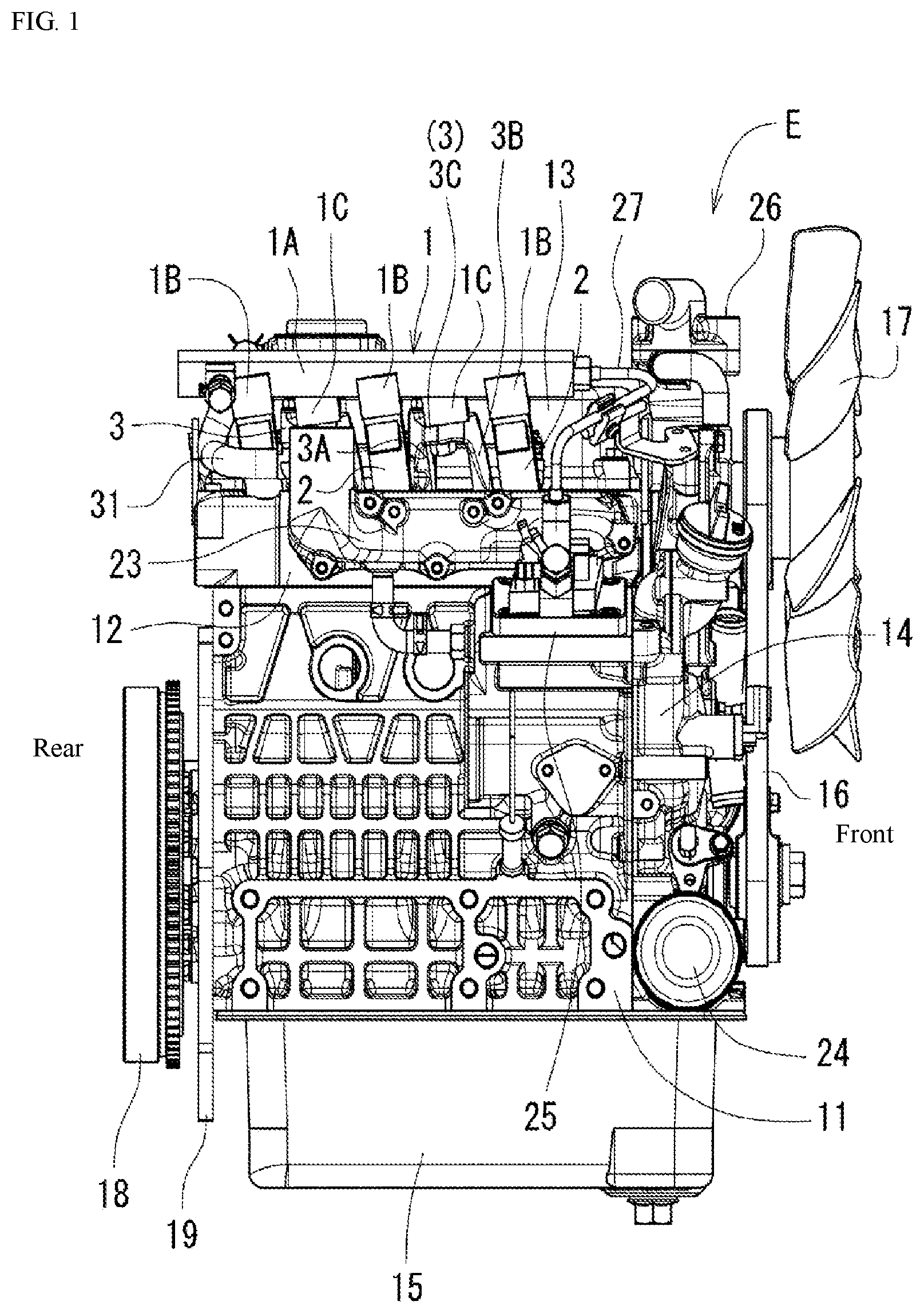 Patent US11781501 — Engine head structure — Figure 1