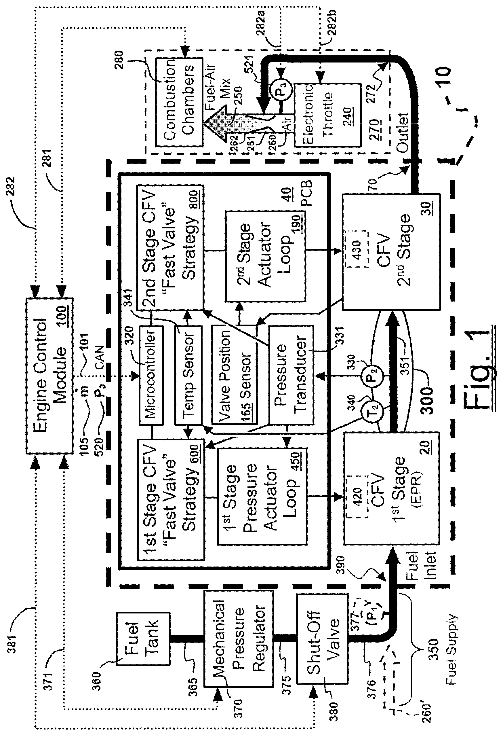 Patent US11781508 — Highly accurate continuous-flow vaporized fuel supply for large dynamic power ranges — Figure 1