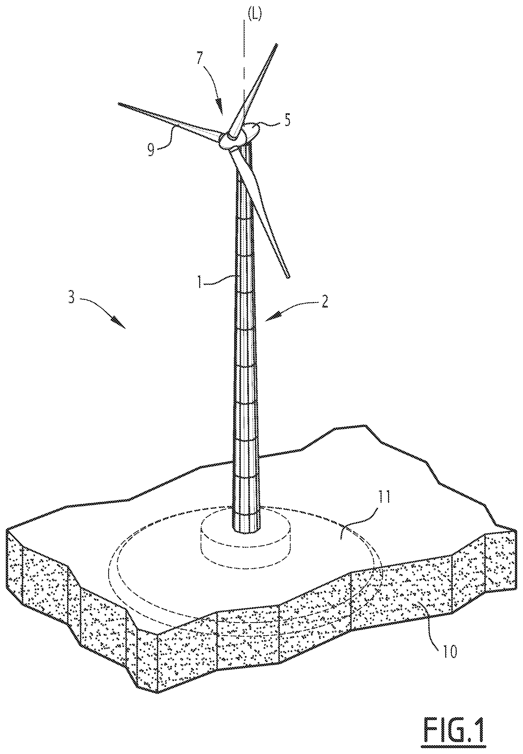 Patent US11781526 — Wind turbine mast section, wind turbine mast and assembly method — Figure 1