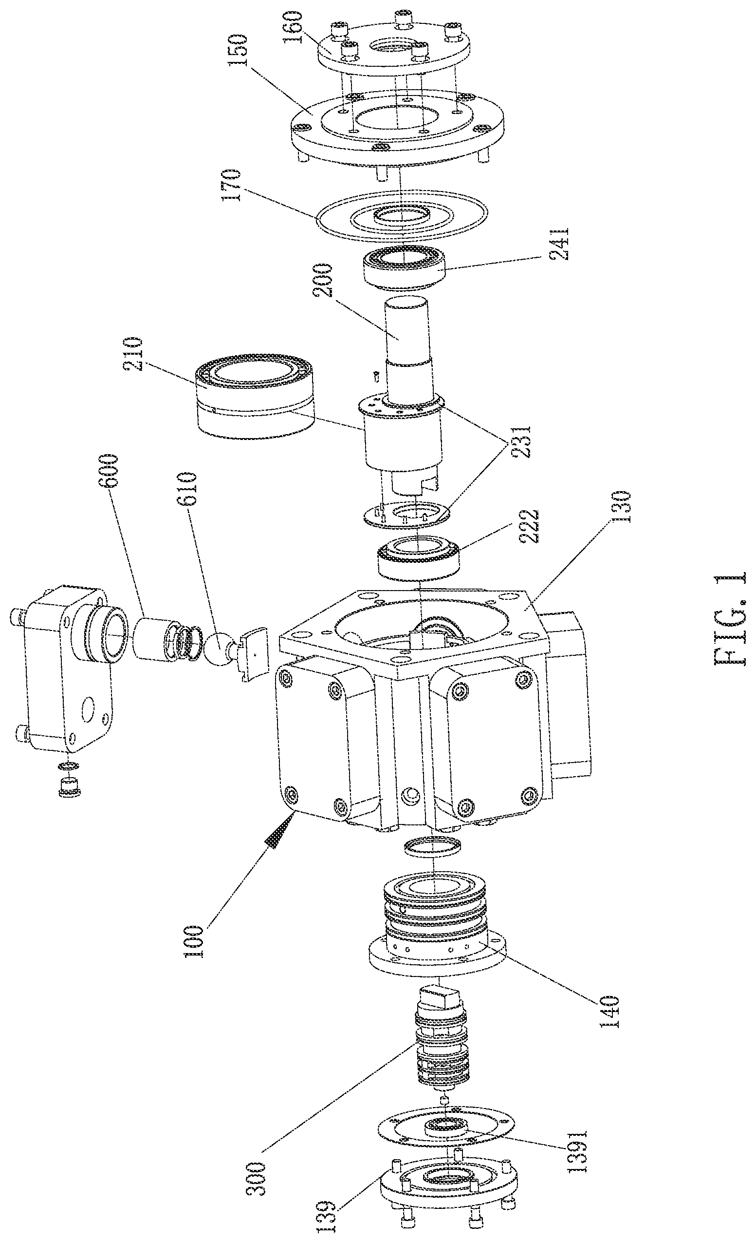 Patent US11781537 — Radial piston hydraulic device distributed by pilot operated check valves — Figure 1