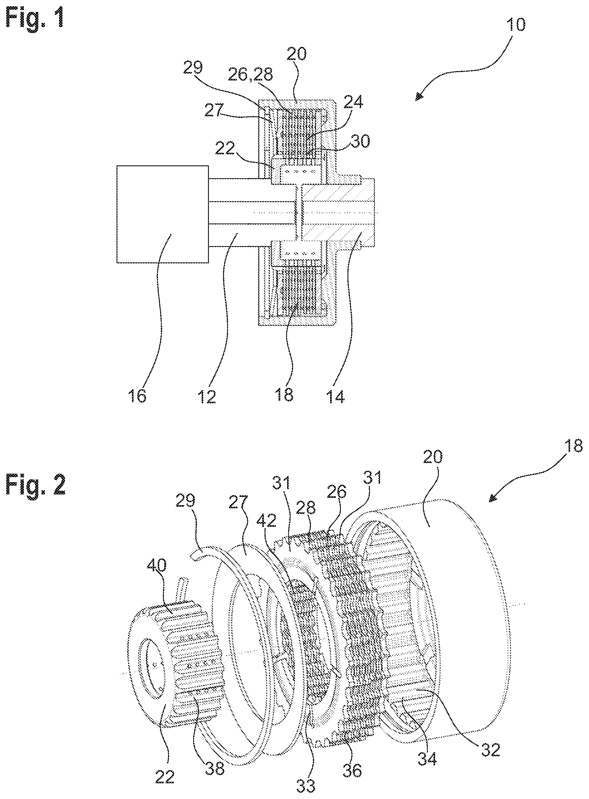 Patent US11781602 — Multi-plate clutch, electrically operated drive train and method for producing a multi-plate clutch — Figure 1