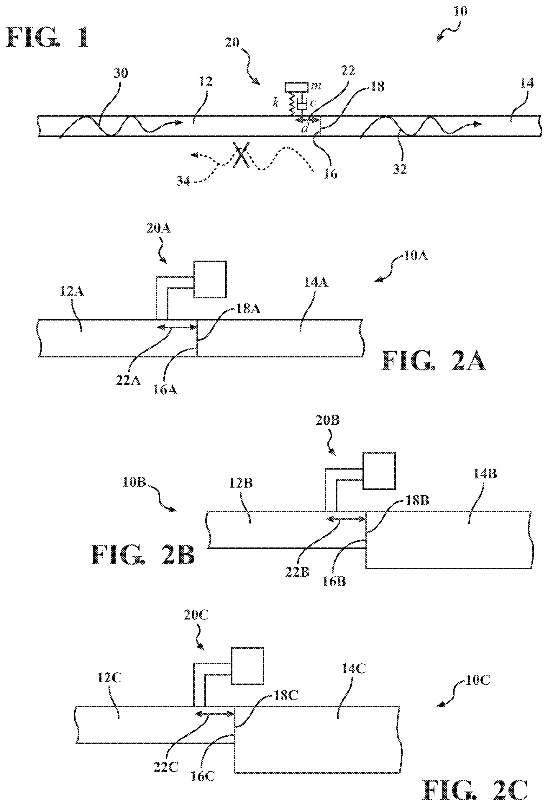 Patent US11781614 — System for transmitting a flexural wave from one structure to another by impedance matching — Figure 1