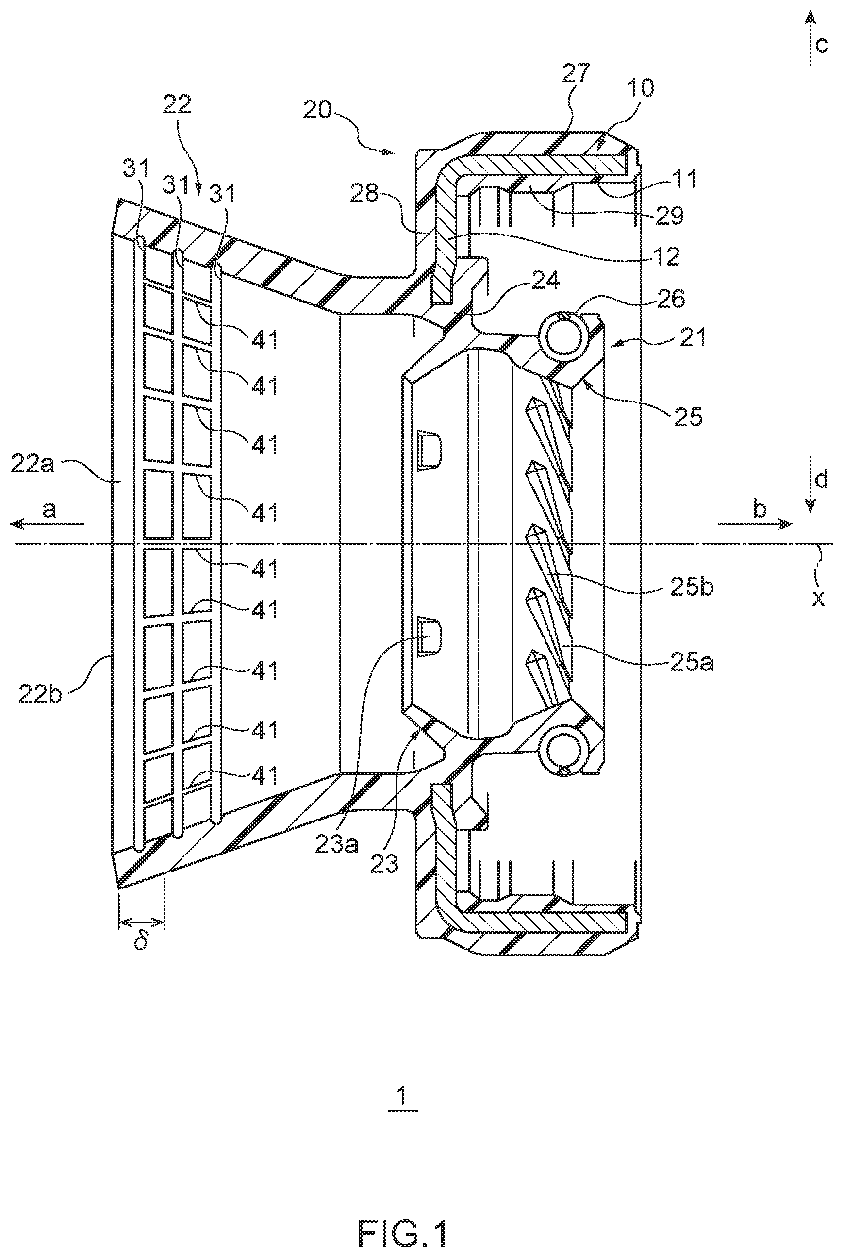 Patent US11781653 — Sealing device — Figure 1